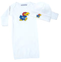 Kansas Jayhawks LOGO Baby Layette Gown and Cap Set - White