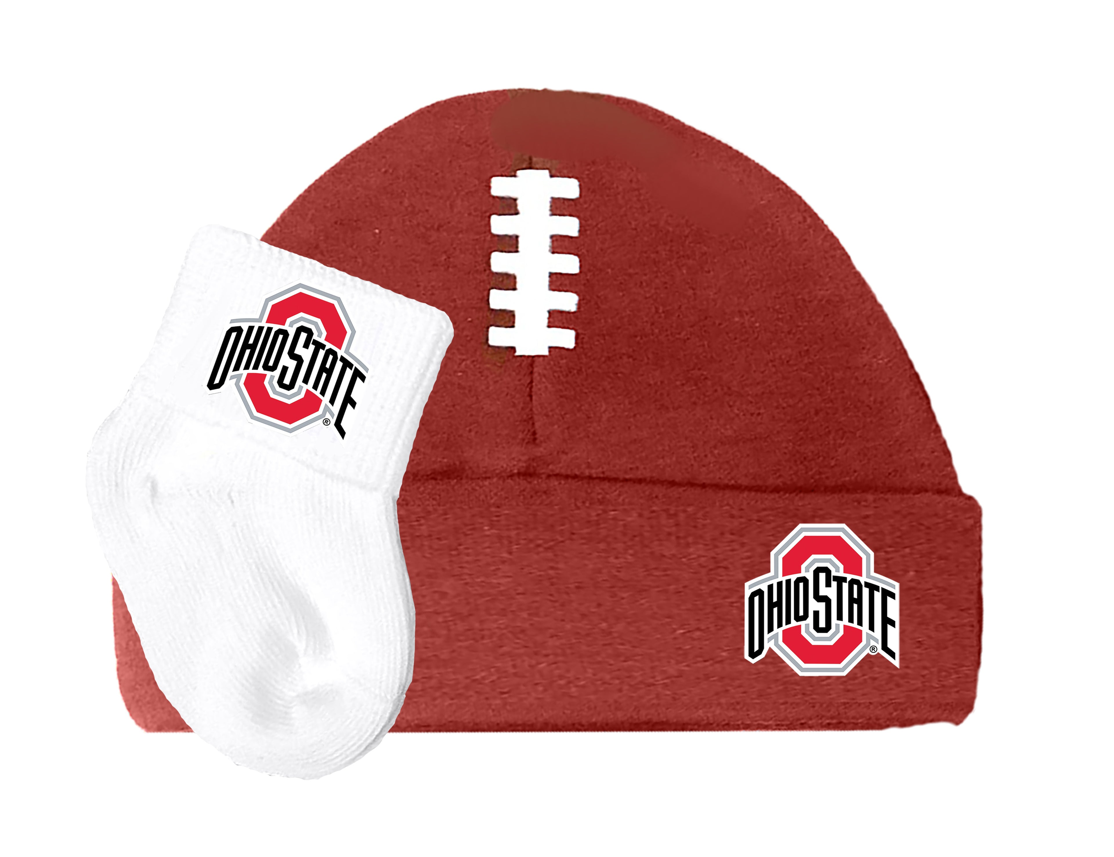 Ohio State Buckeyes Baby Brown Football Cap and Socks Set 0-9 Months