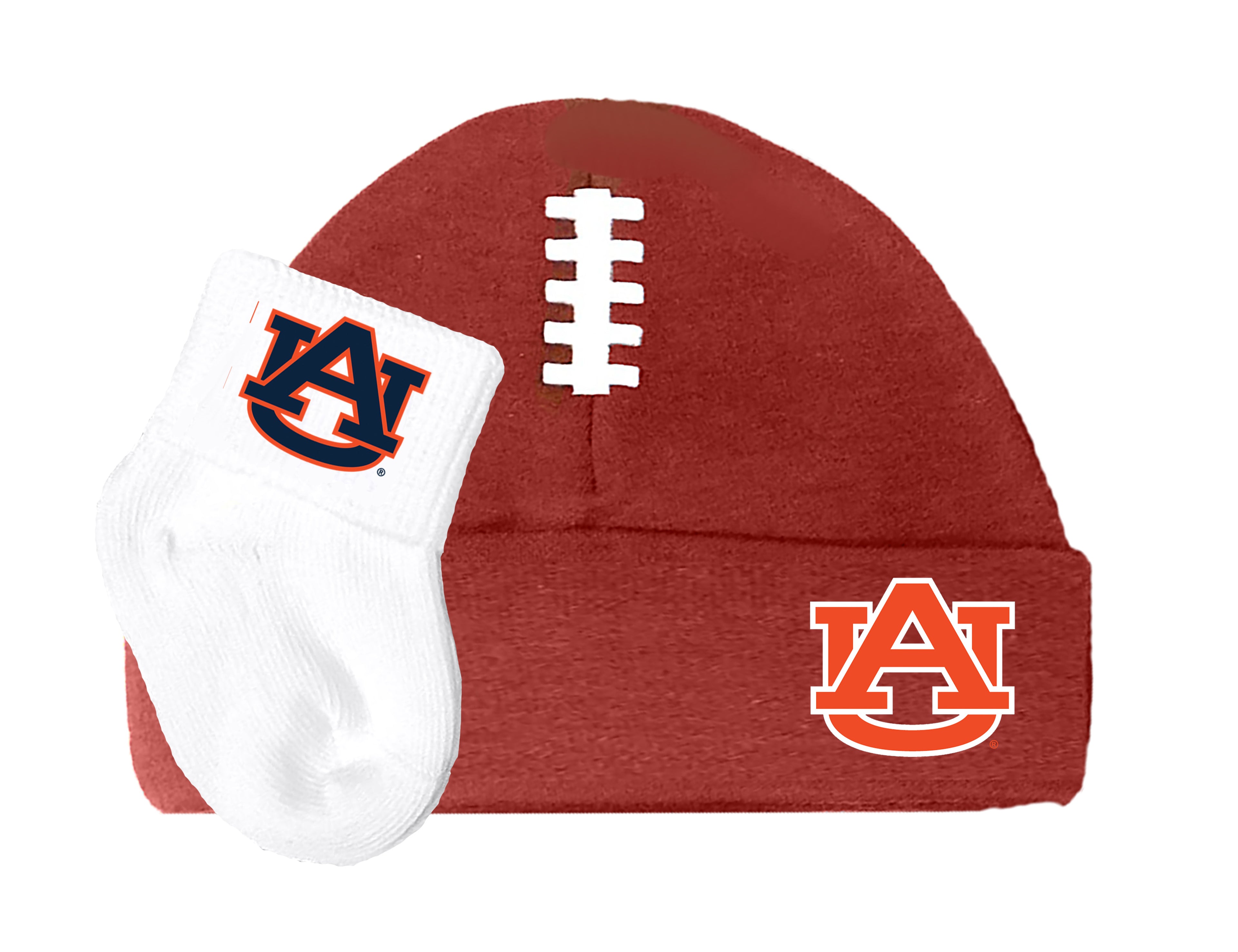 Auburn Tigers Baby Brown Football Cap and Socks Set 0-9 Months