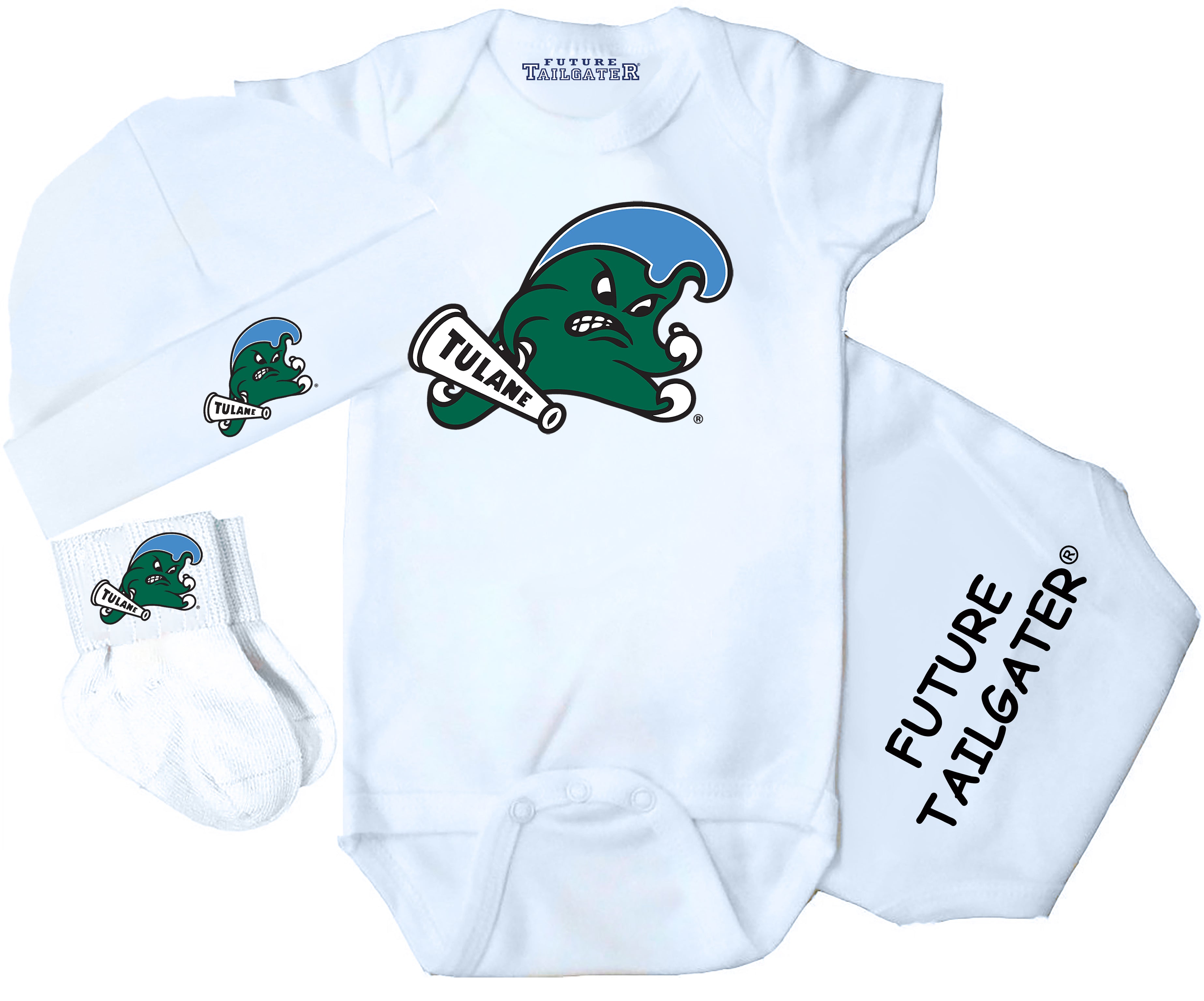Tulane Green Wave 3 Piece Baby Gift Set