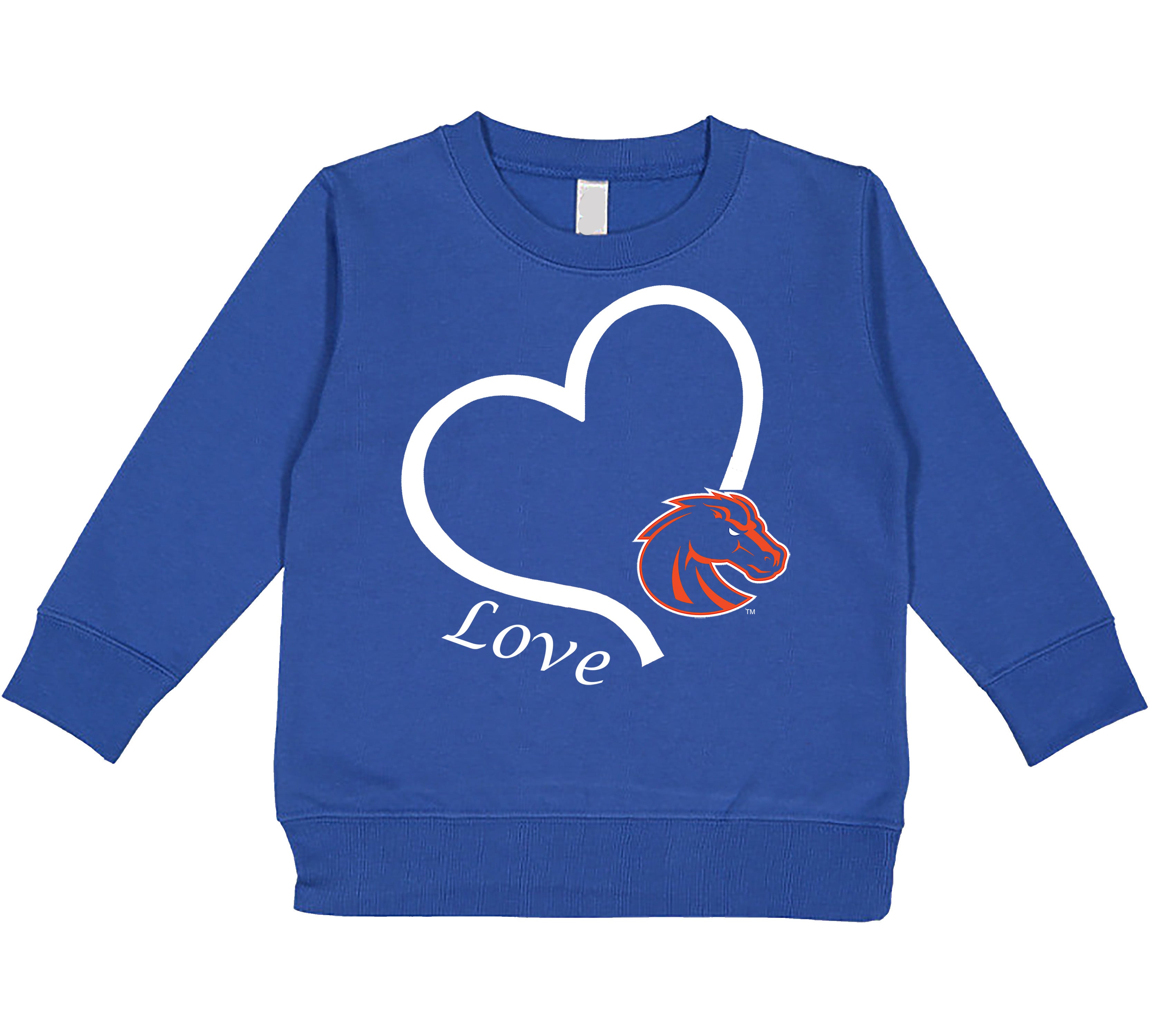 Boise State Broncos Love Heart Baby/Toddler/Youth Sweatshirt