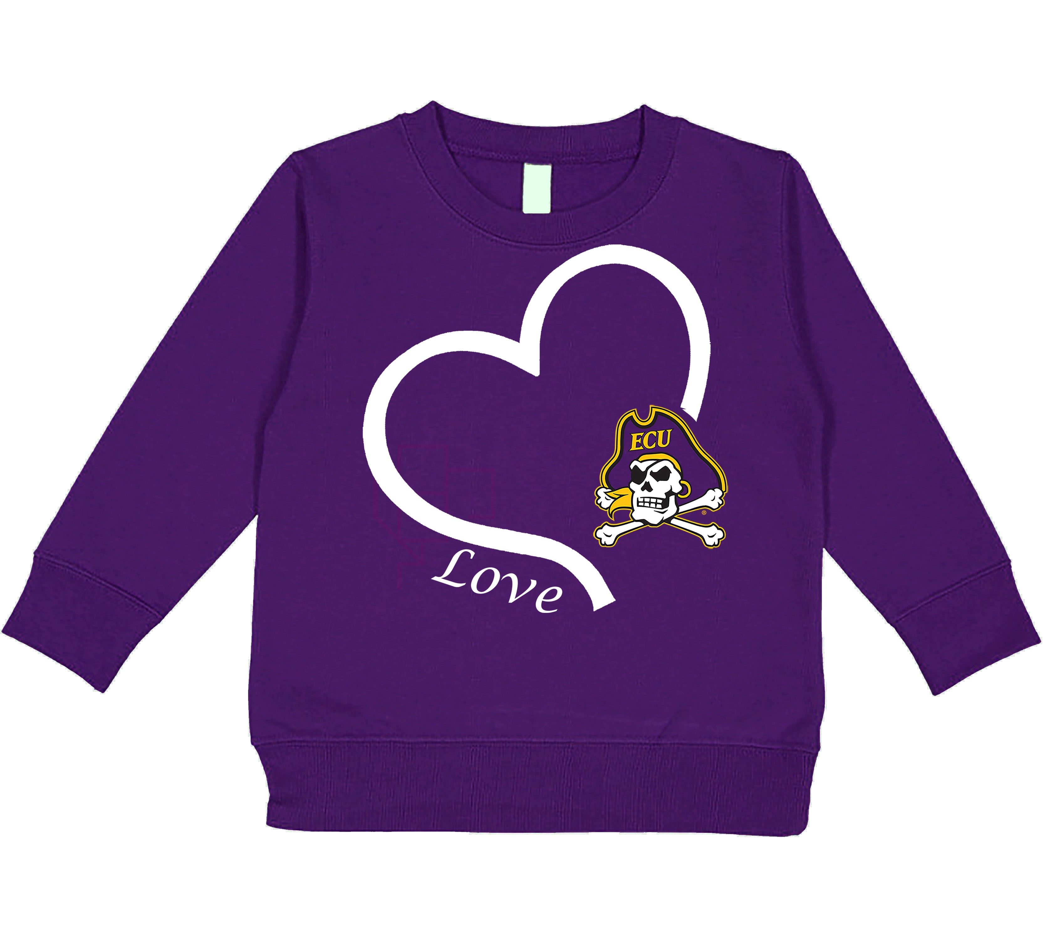 ECU Pirates Love Heart Baby/Toddler/Youth Sweatshirt