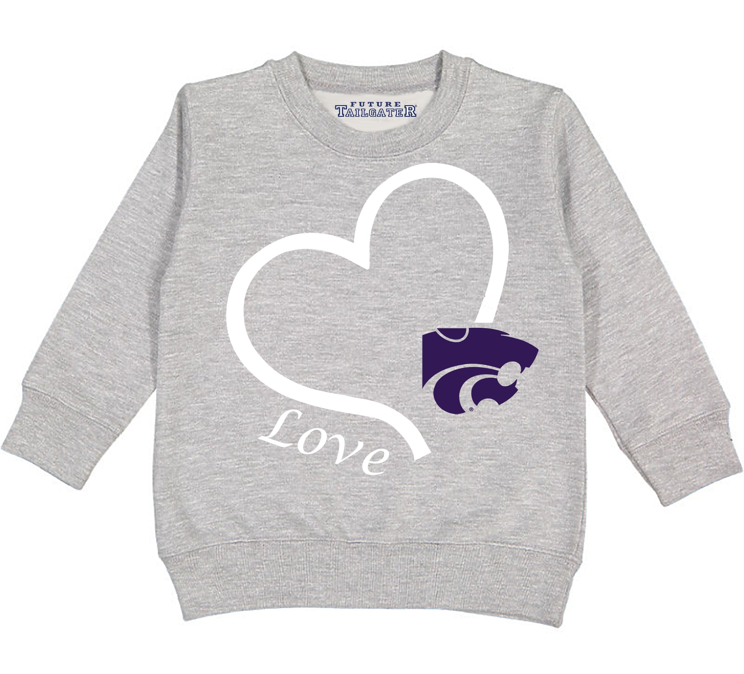 Kansas State Wildcats Love Heart Baby/Toddler/Youth Sweatshirt