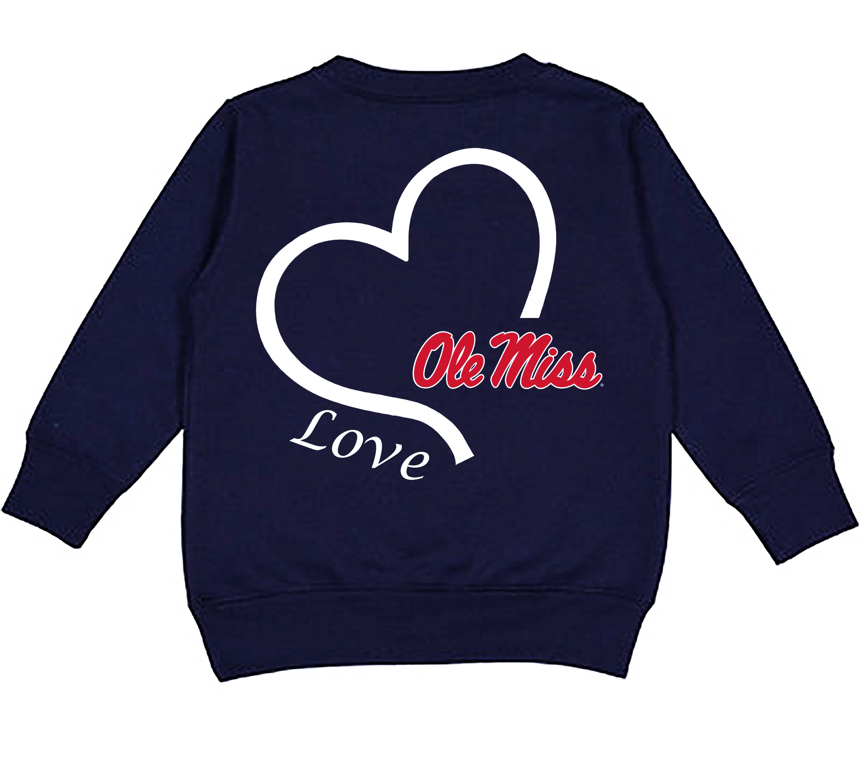 Ole Miss Rebels Love Heart Baby/Toddler/Youth Sweatshirt