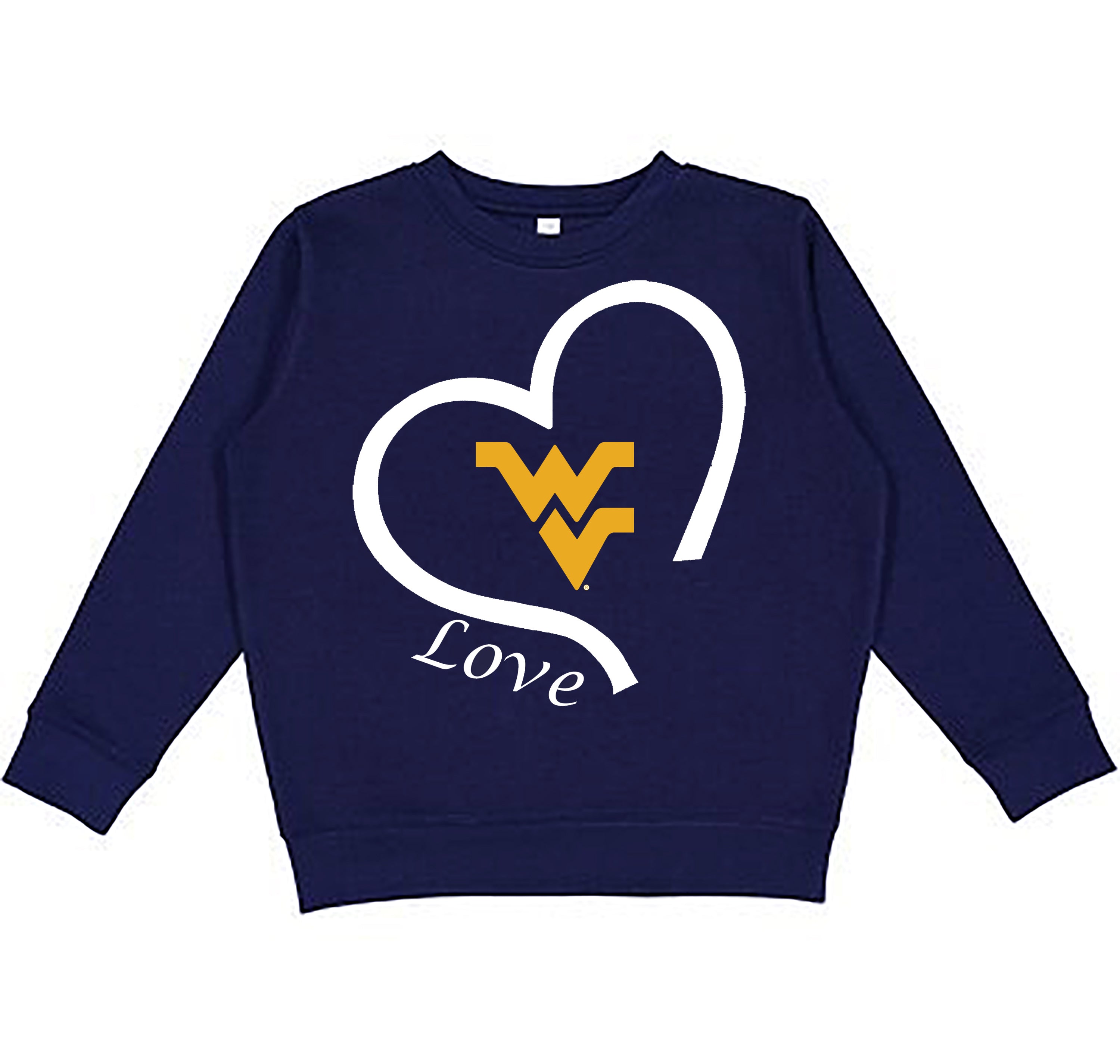 West Virginia Mountaineers Love Heart Baby/Toddler/Youth Sweatshirt