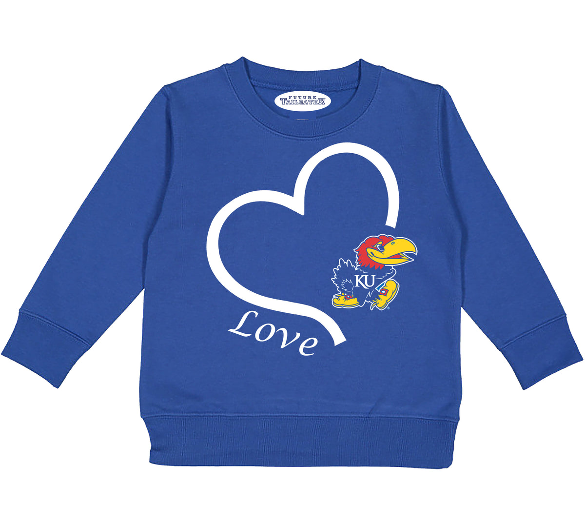 Kansas Jayhawks Love Heart Baby/Toddler/Youth Sweatshirt