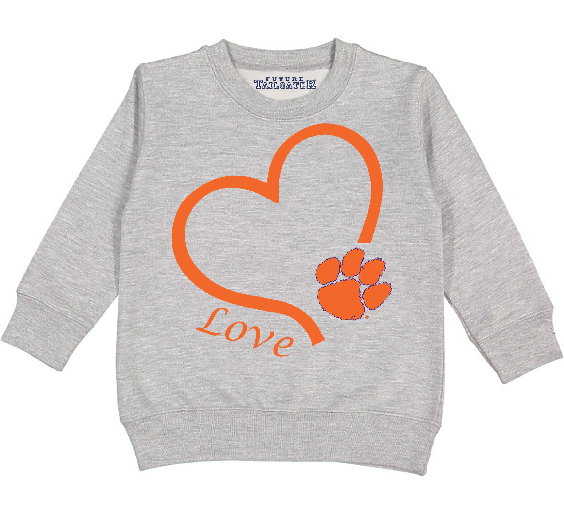 Clemson Tigers Love Heart Baby/Toddler/Youth Sweatshirt