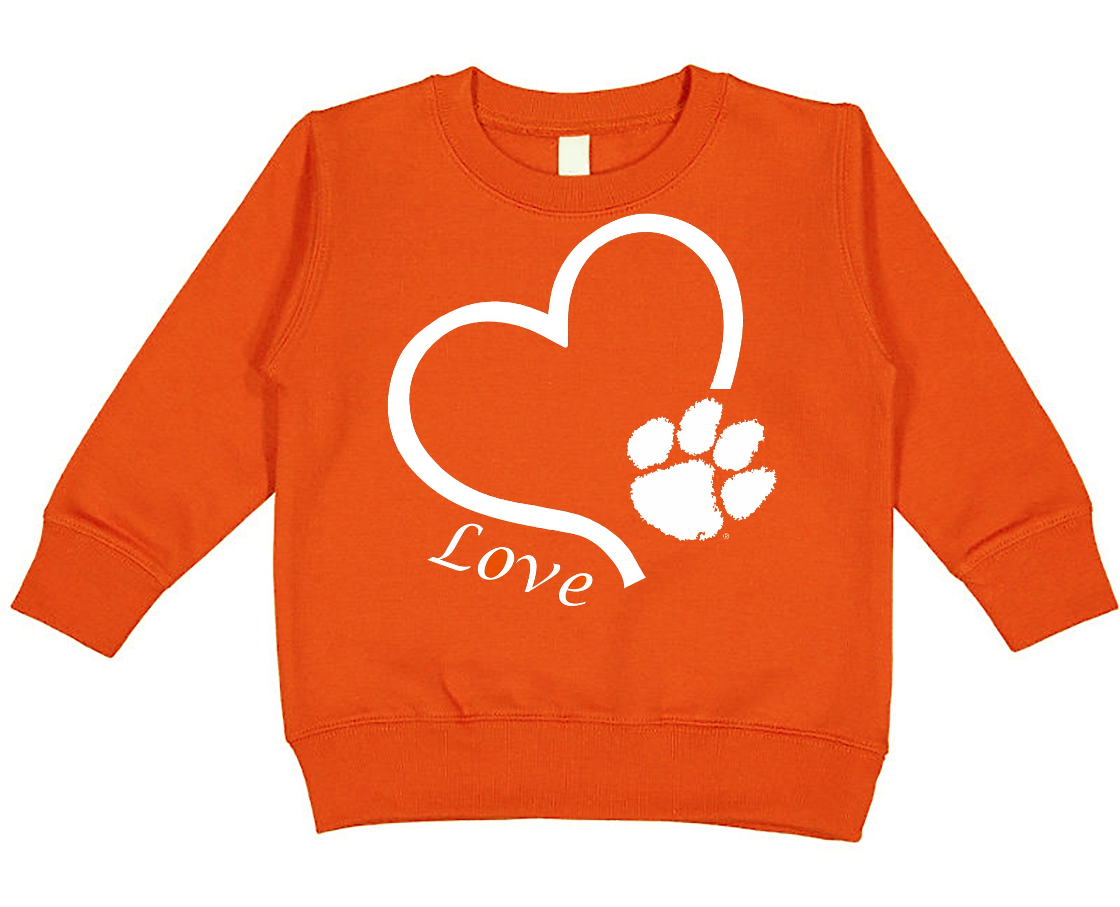 Clemson Tigers Love Heart Baby/Toddler/Youth Sweatshirt