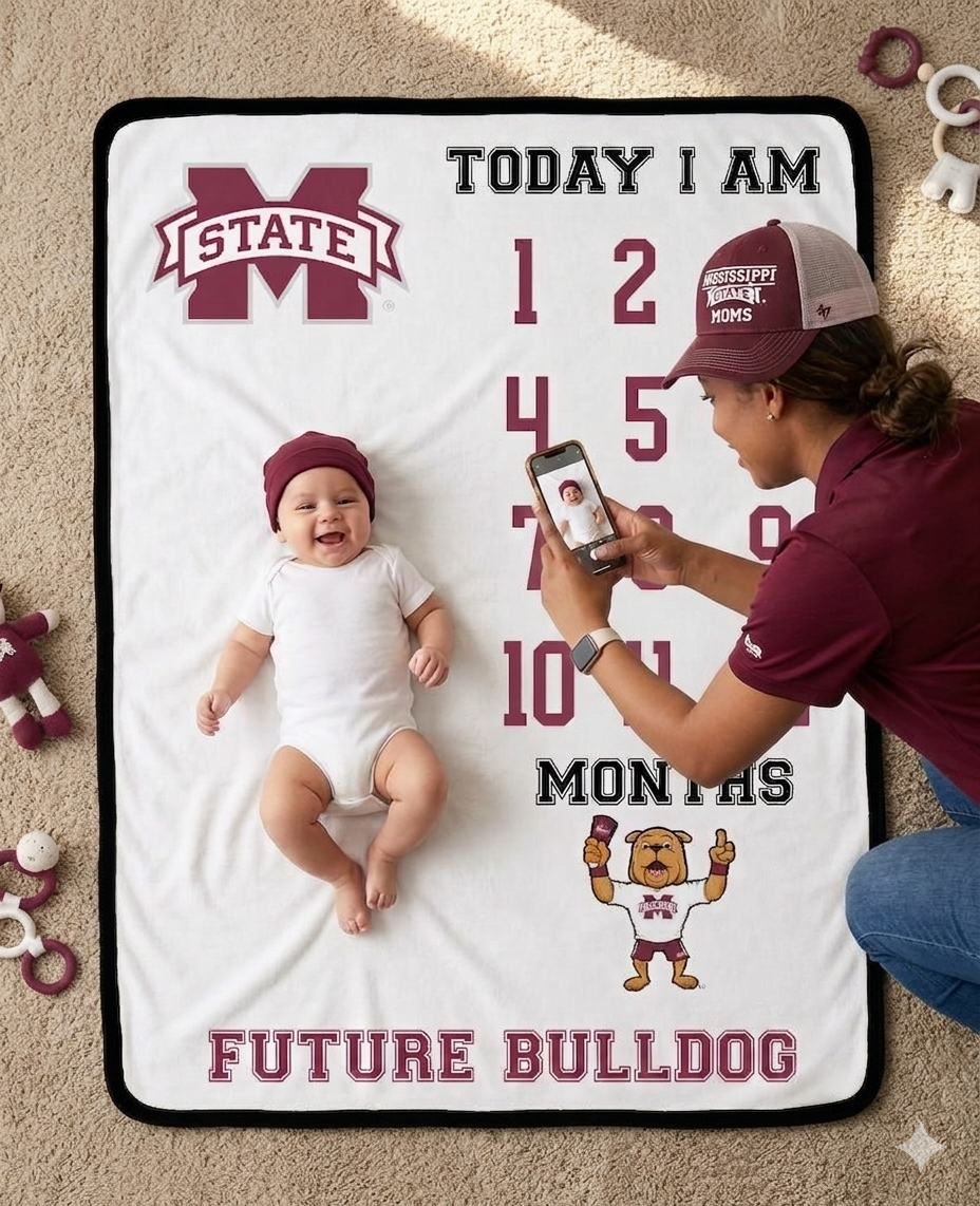 Mississippi State Bulldogs Baby Milestone Blanket
