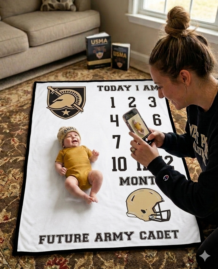 Army Black Knights Baby Milestone Blanket