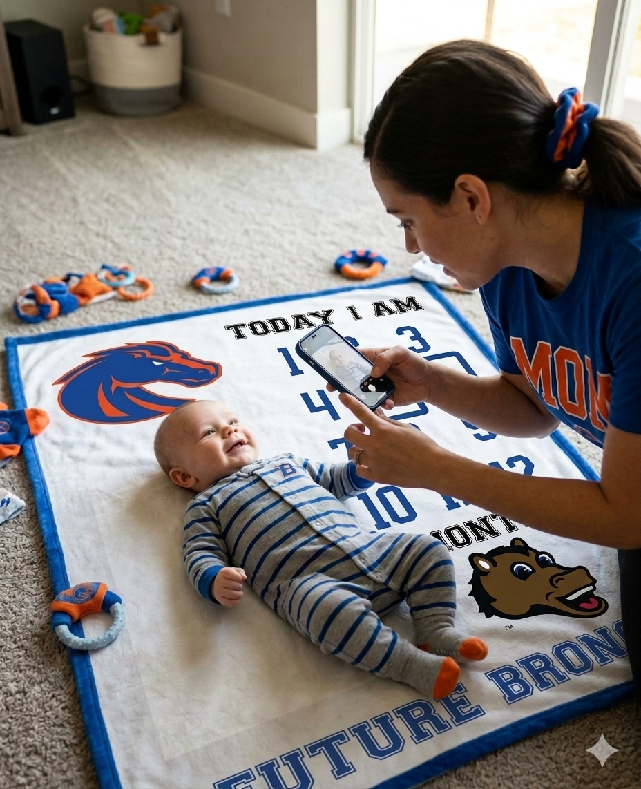 Boise State Broncos Baby Milestone Blanket