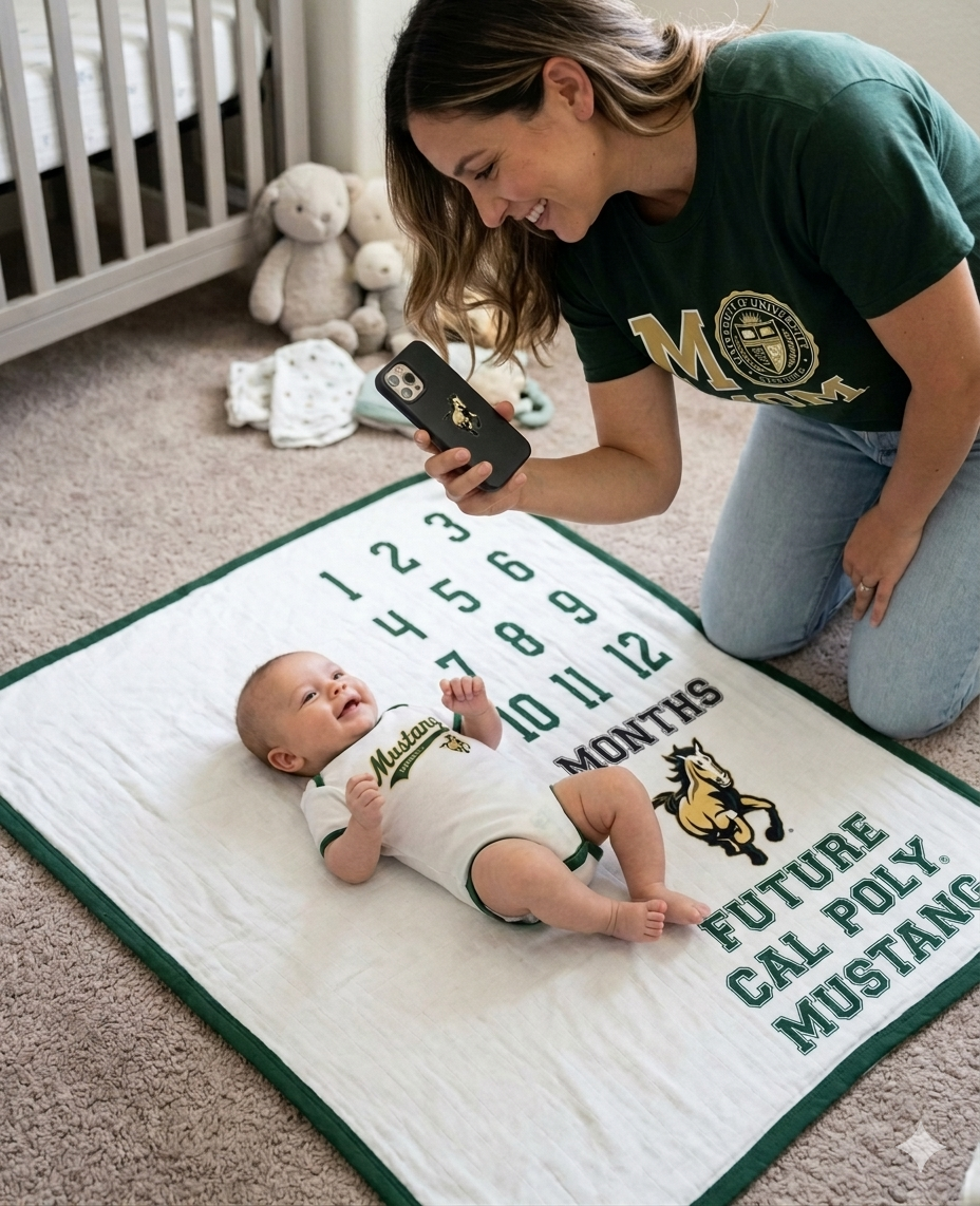 Cal Poly Mustangs Baby Milestone Blanket