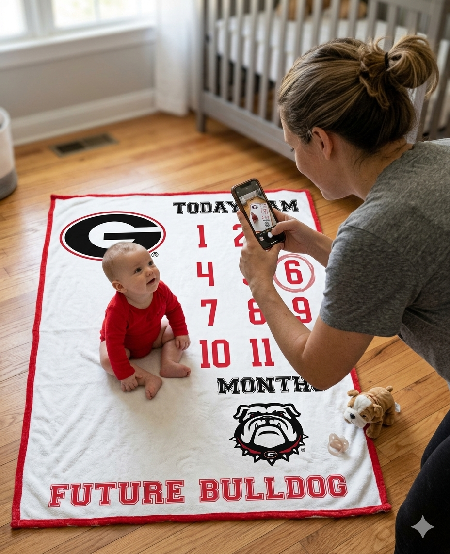 Georgia Bulldogs Baby Milestone Blanket