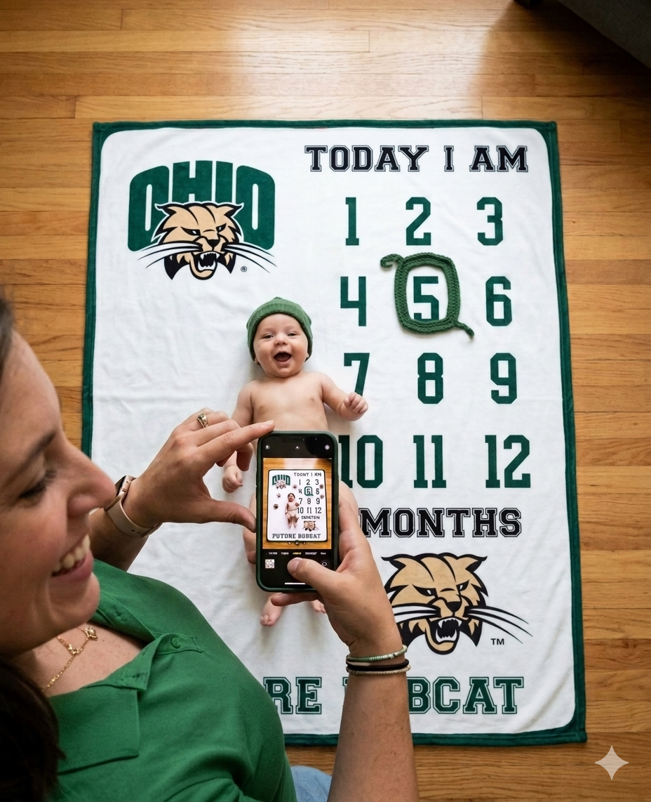 Ohio Bobcats Baby Milestone Blanket