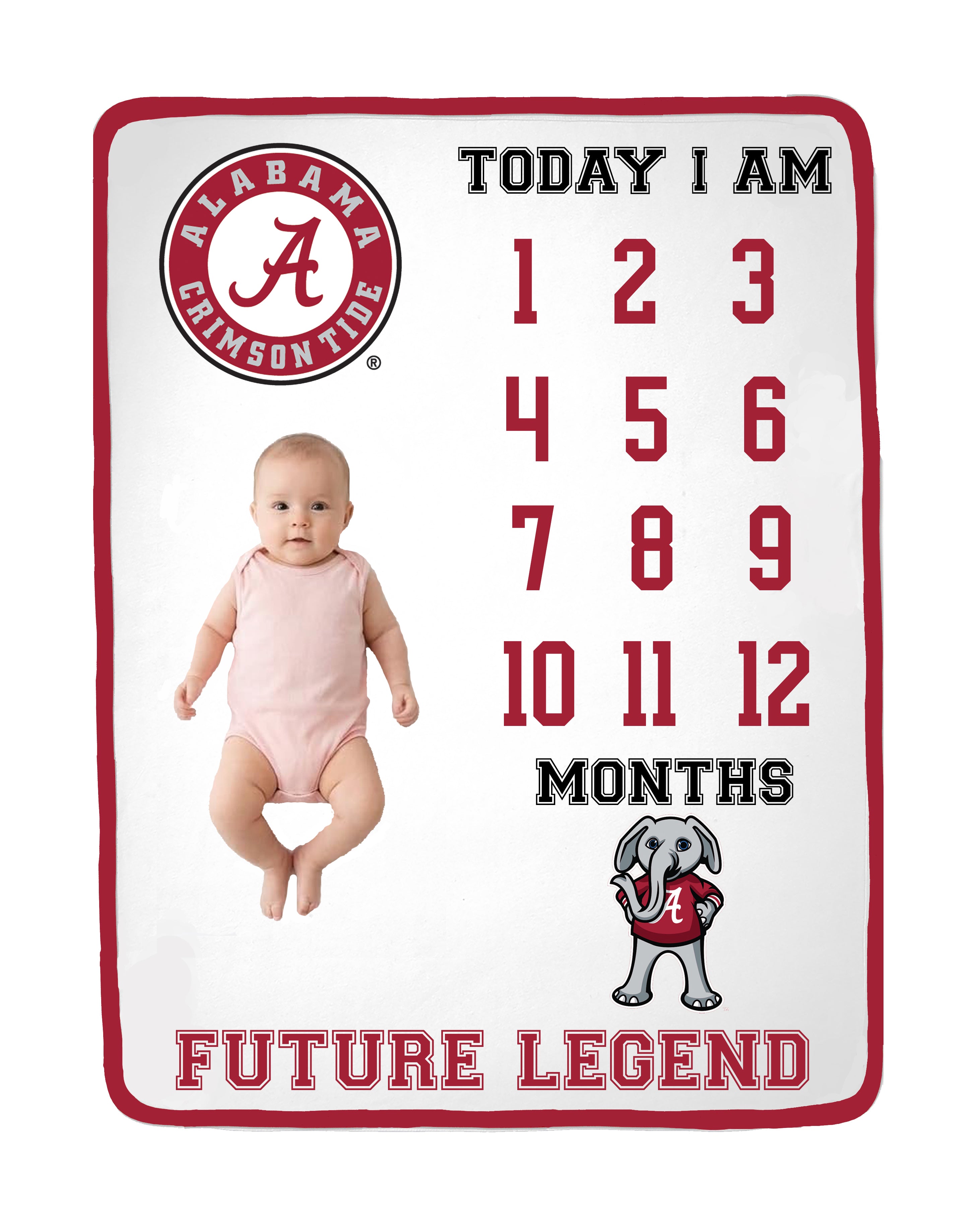 Alabama Crimson Tide Baby Milestone Blanket