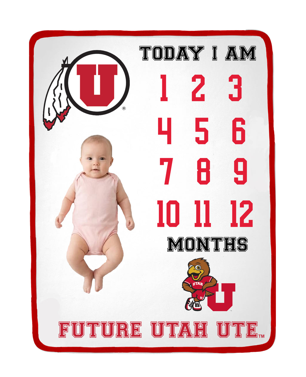 Utah Utes Baby Milestone Blanket