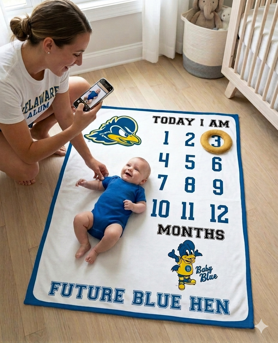 Delaware Blue Hens Baby Milestone Blanket