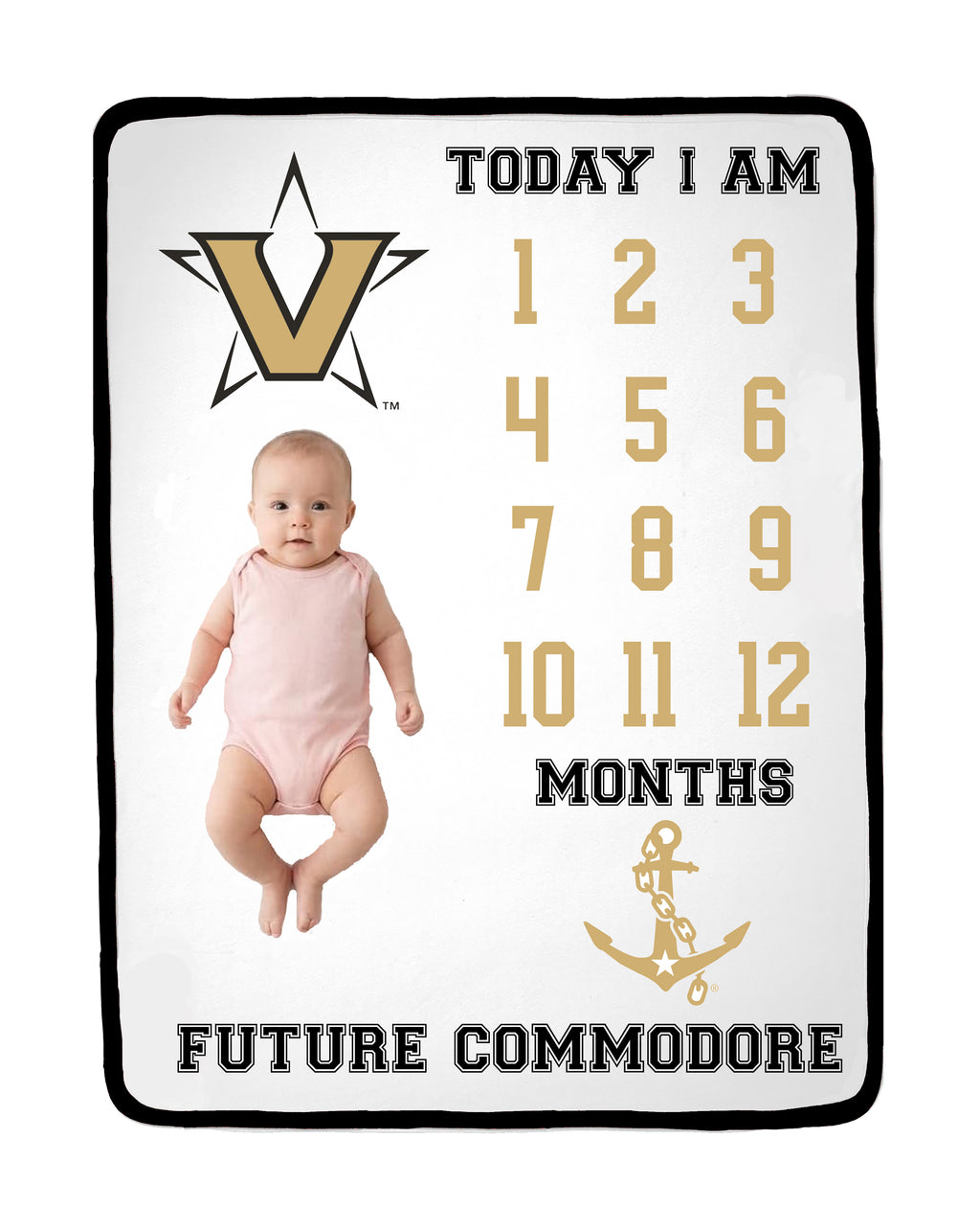 Vanderbilt Commodores Baby Milestone Blanket