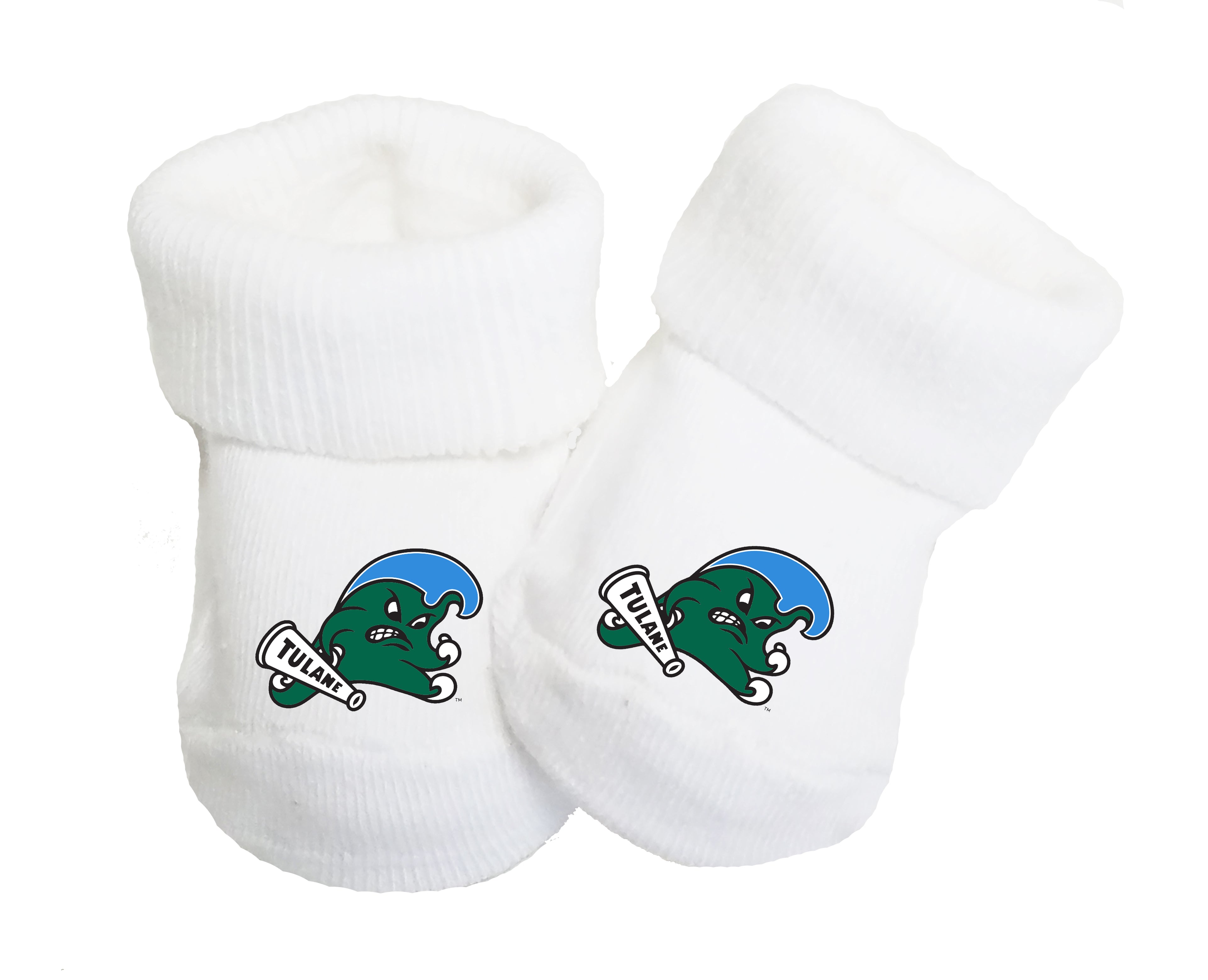 Tulane Green Wave Baby Toe Bootie Socks 0-9 Months