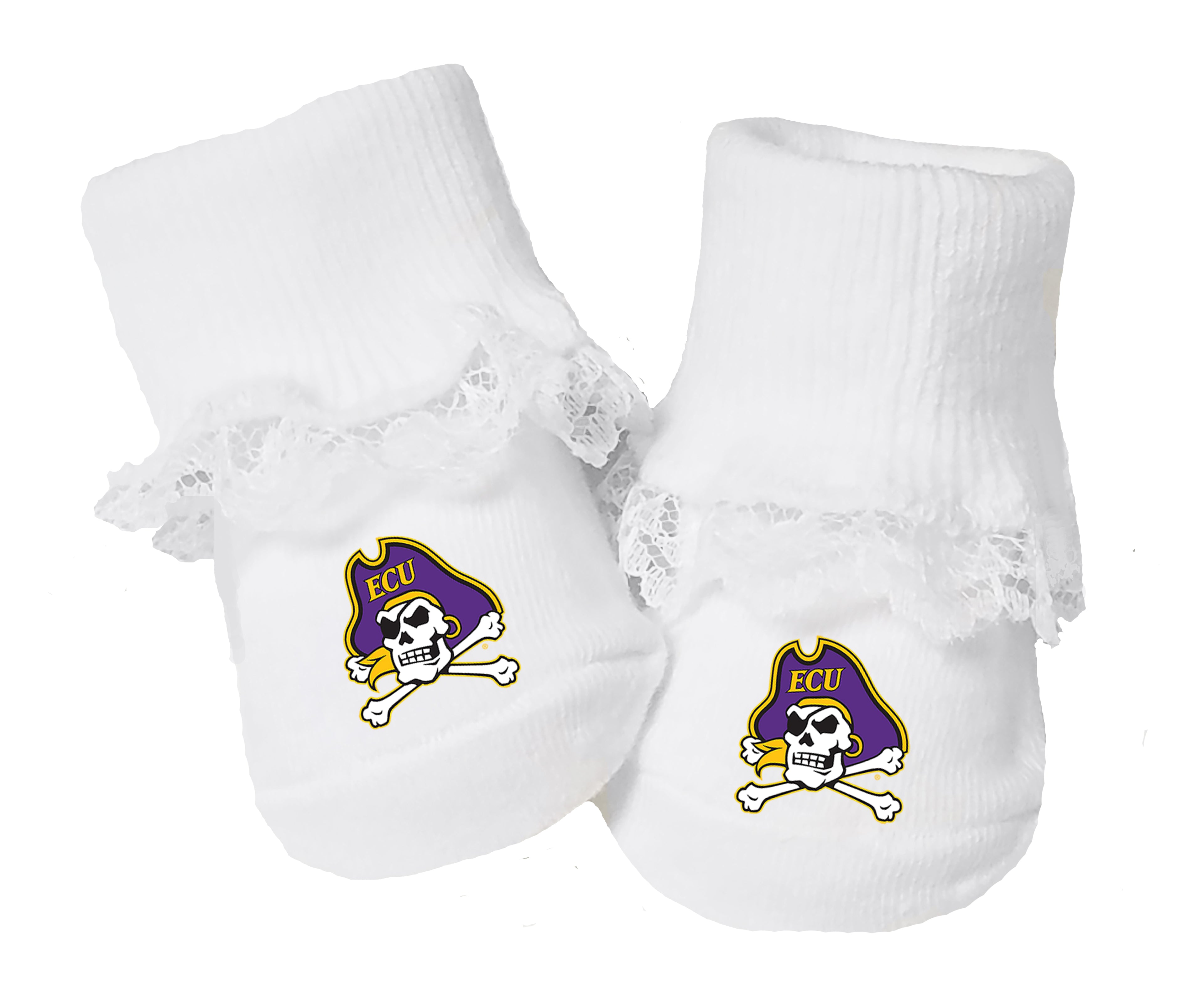 ECU Pirates Baby Toe Bootie Socks 0-9 Months