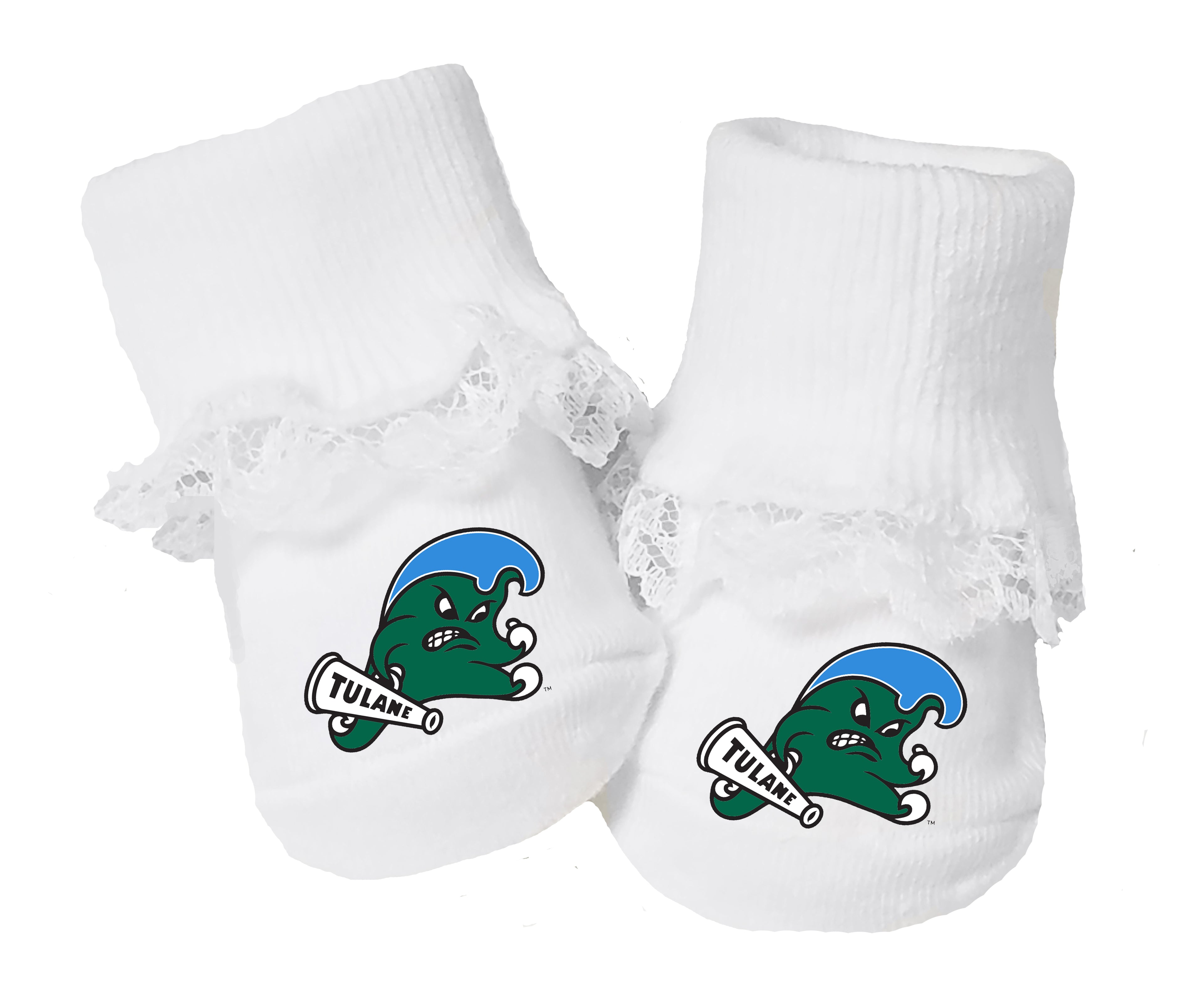 Tulane Green Wave Baby Toe Bootie Socks 0-9 Months