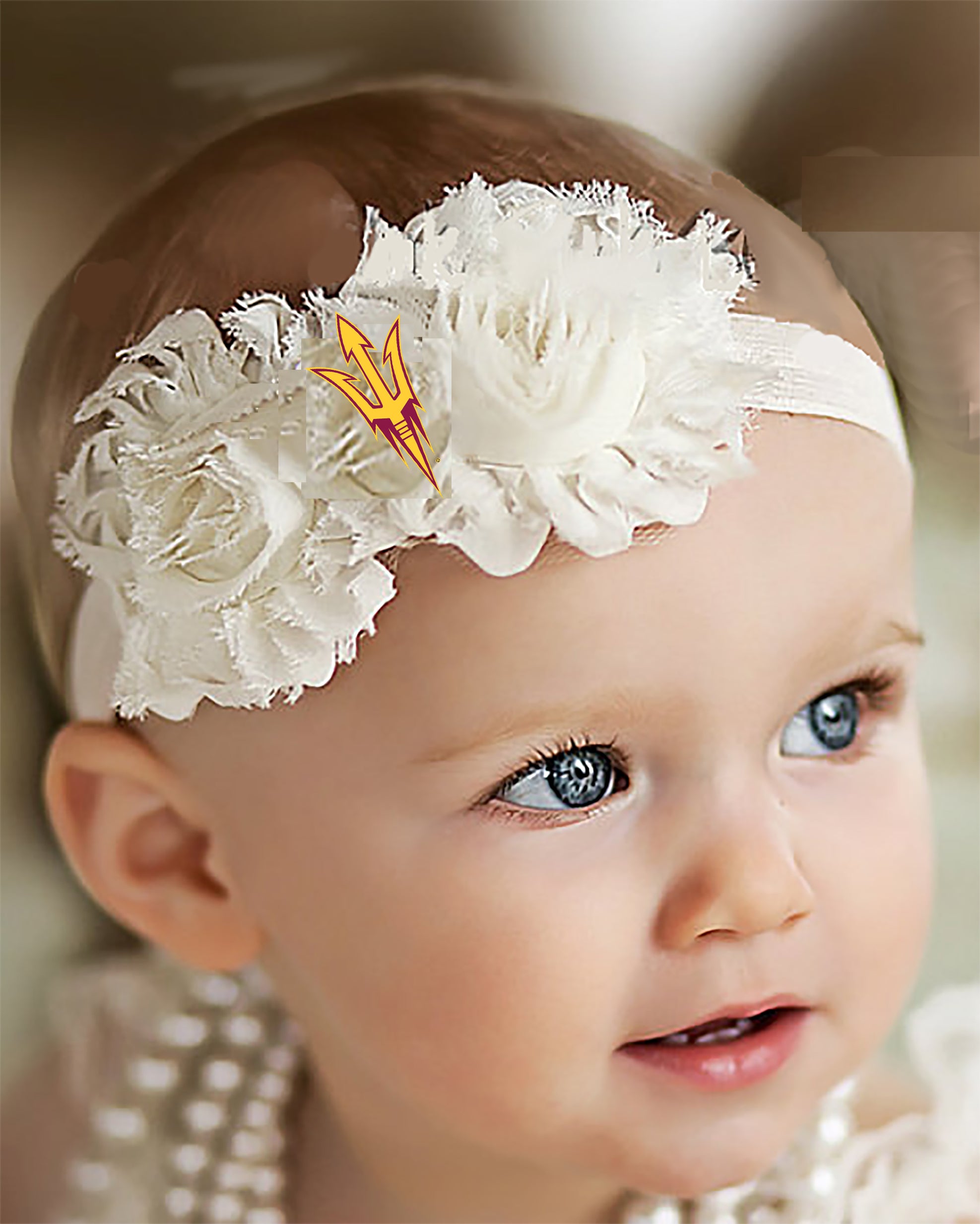 Arizona State Sun Devils Baby/Toddler Shabby Flower Hair Bow Headband