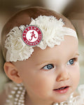 Alabama Crimson Tide Baby/Toddler Shabby Flower Hair Bow Headband