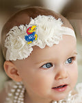 Kansas Jayhawks Baby/Toddler Shabby Flower Hair Bow Headband