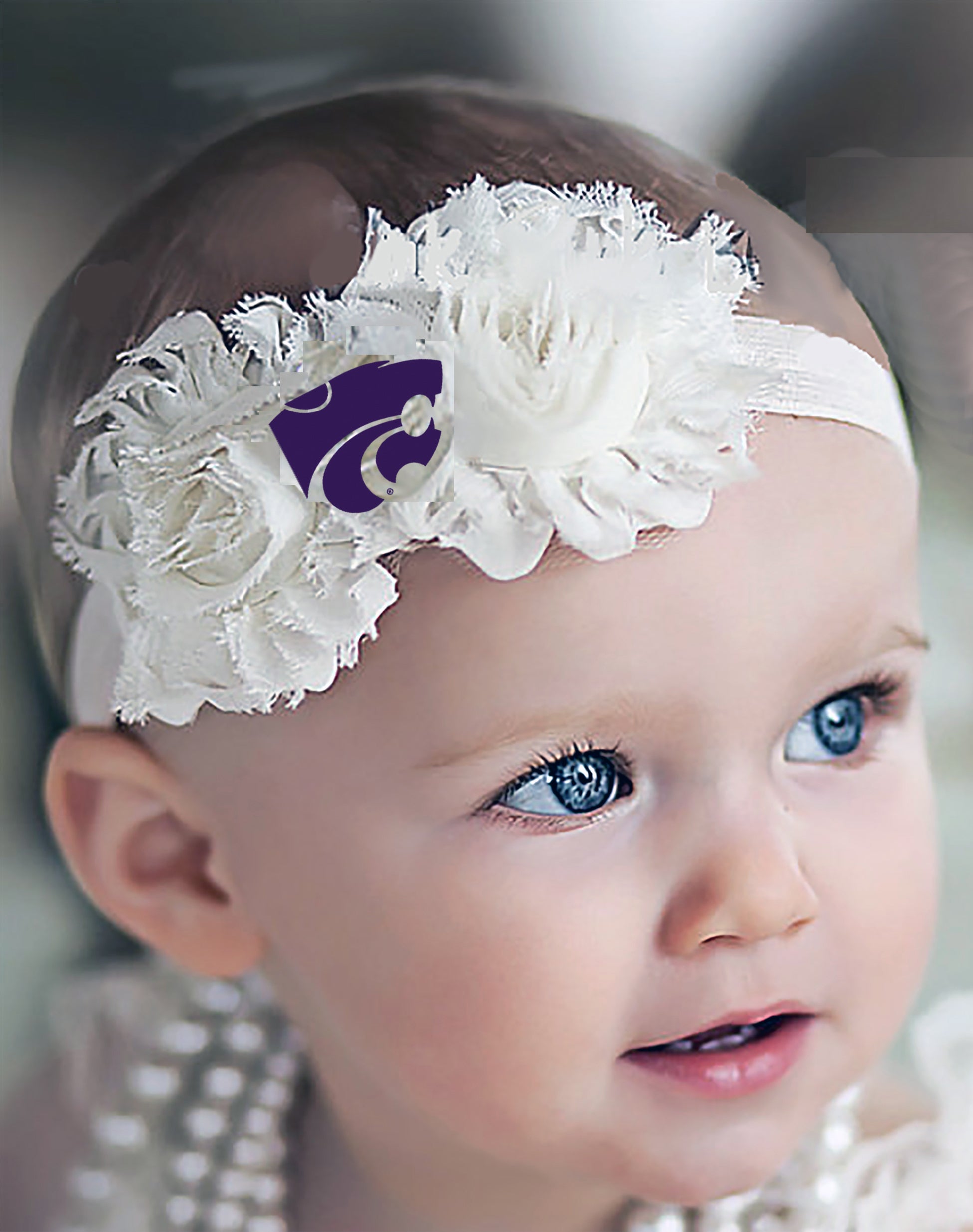 Kansas State Wildcats Baby/Toddler Shabby Flower Hair Bow Headband