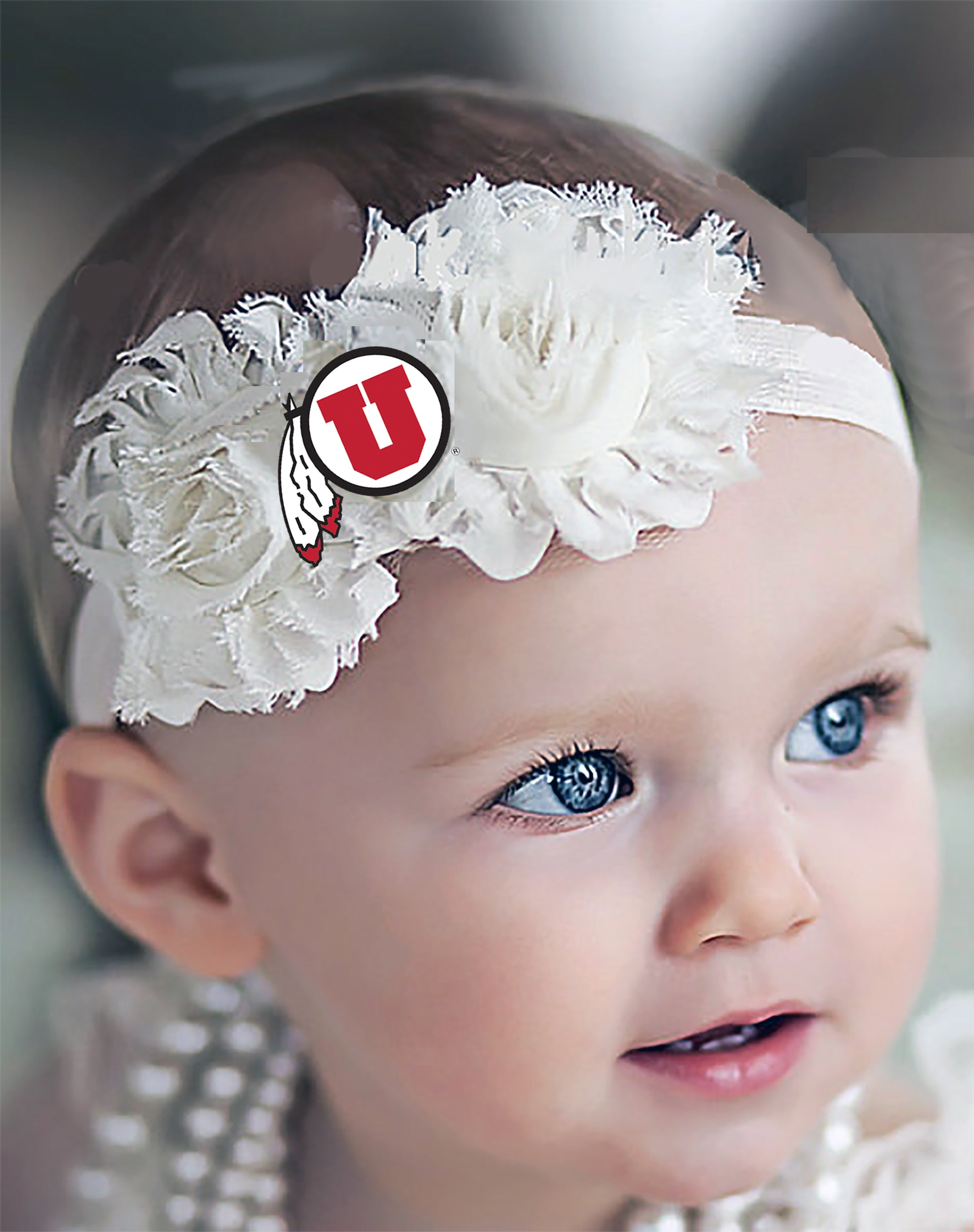 Utah Utes Baby/Toddler Shabby Flower Hair Bow Headband