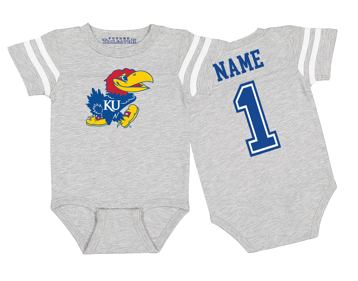 Kansas Jayhawks Football Jersey Baby Bodysuit - Personalized
