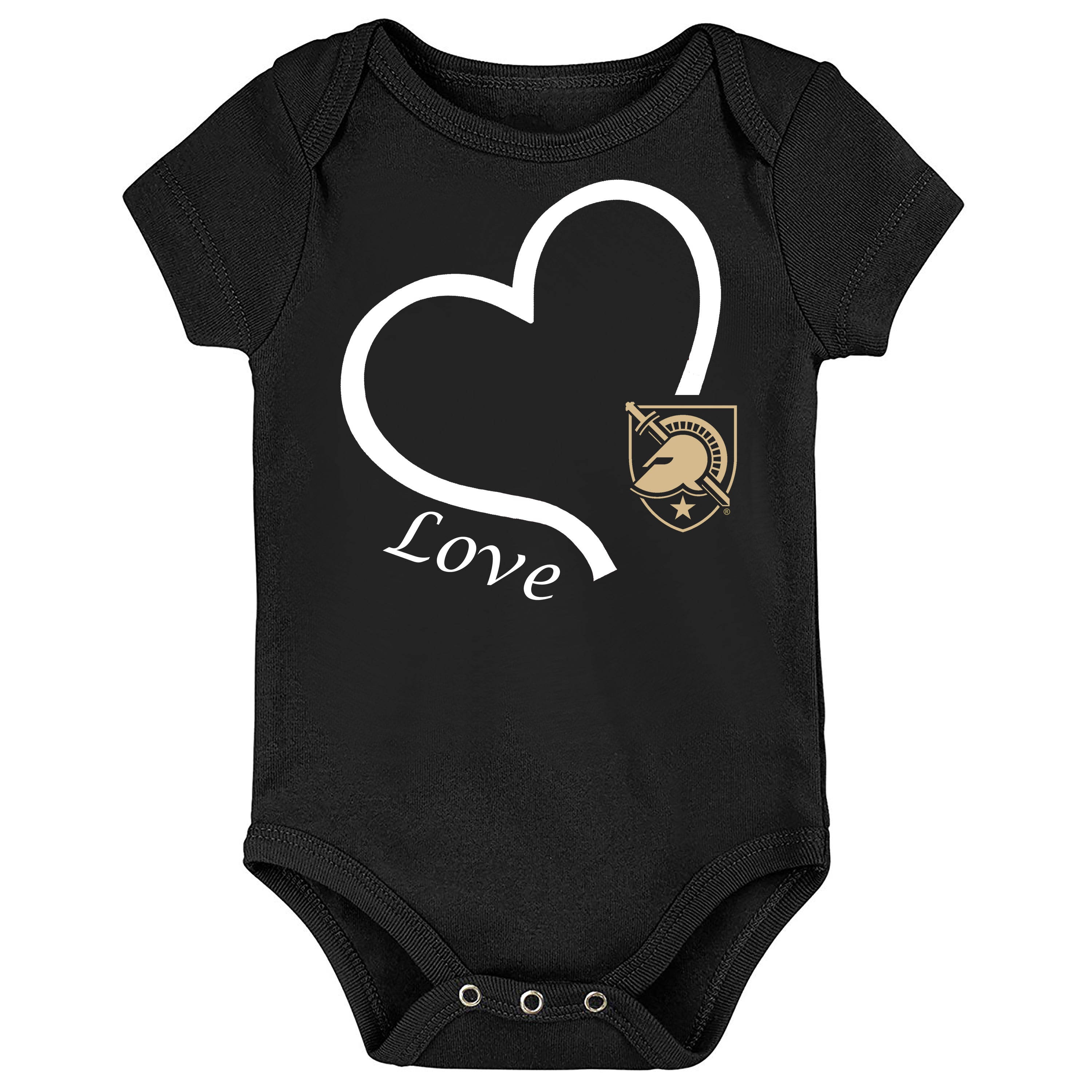 Army Black Knights Love Heart Baby Bodysuit