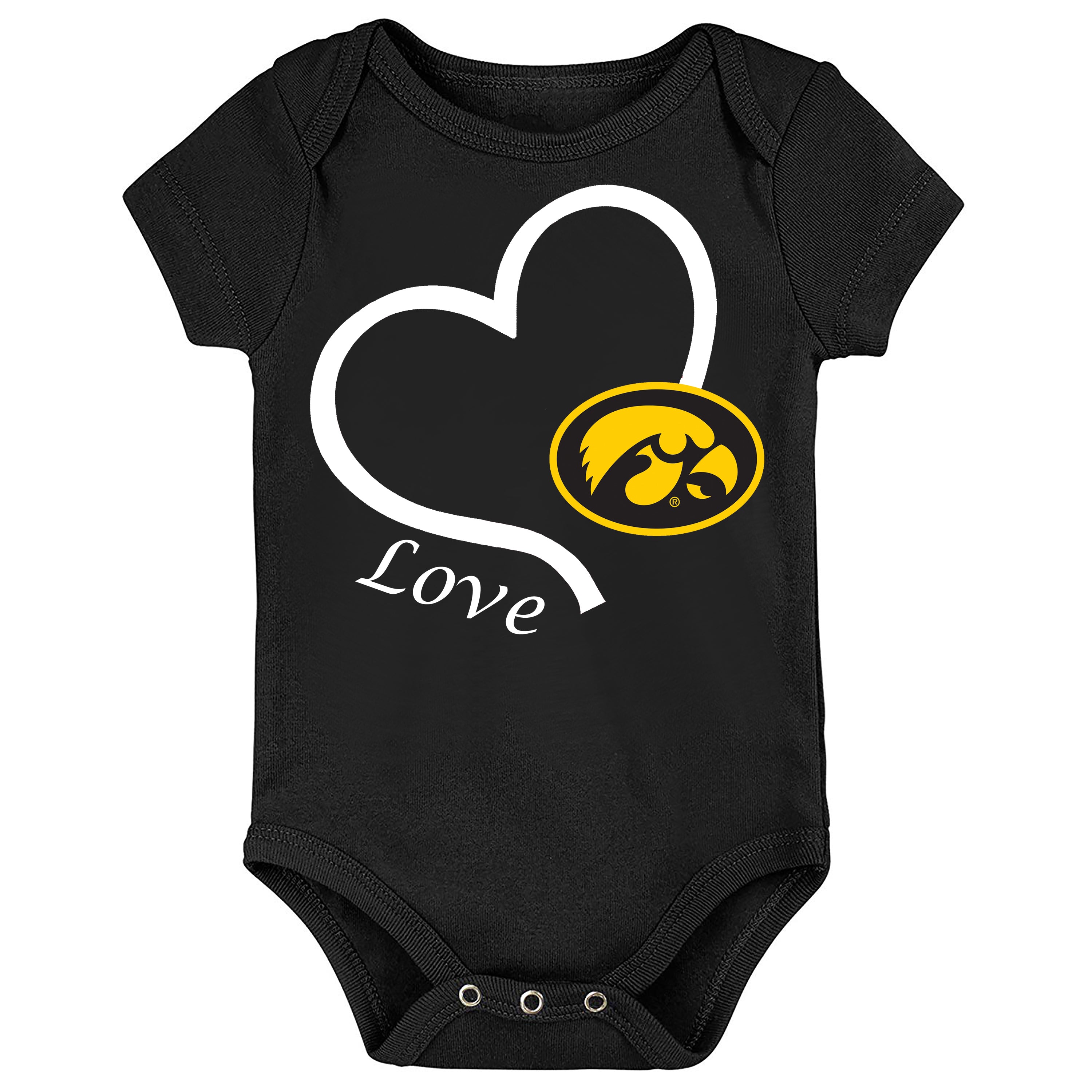 Iowa Hawkeyes Love Heart Baby Bodysuit