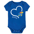 Kansas Jayhawks Love Heart Baby Bodysuit