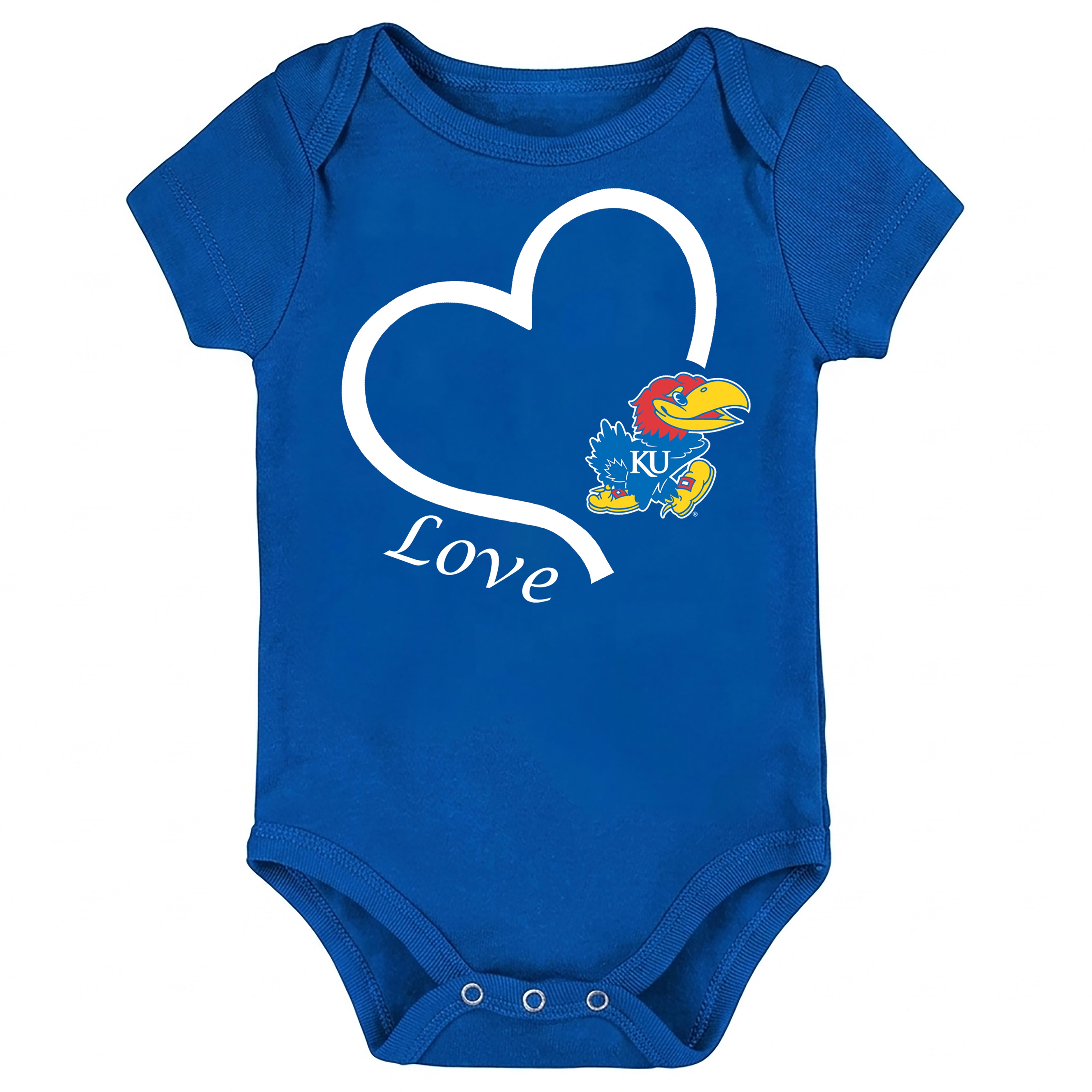 Kansas Jayhawks Love Heart Baby Bodysuit
