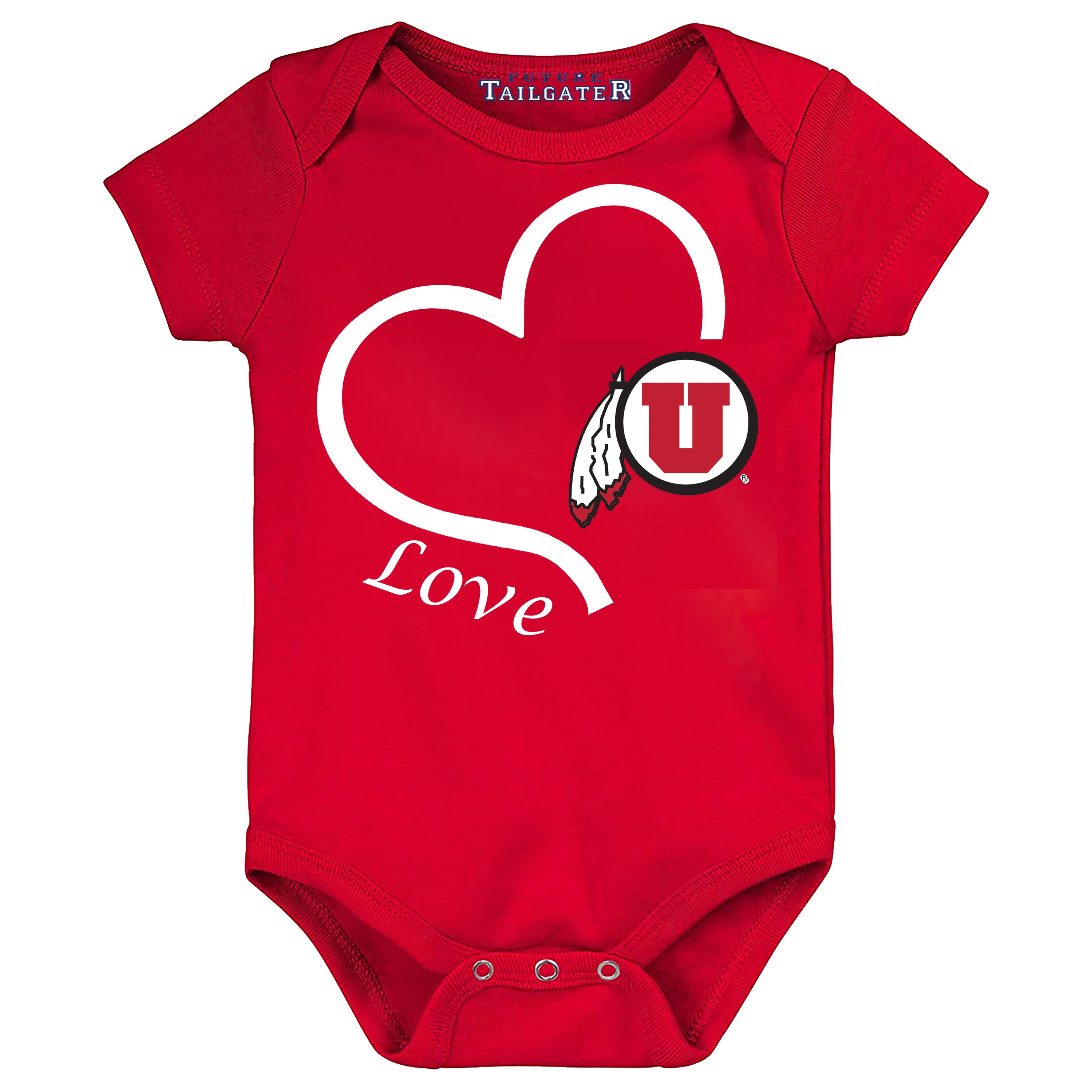 Utah Utes Love Heart Baby Bodysuit