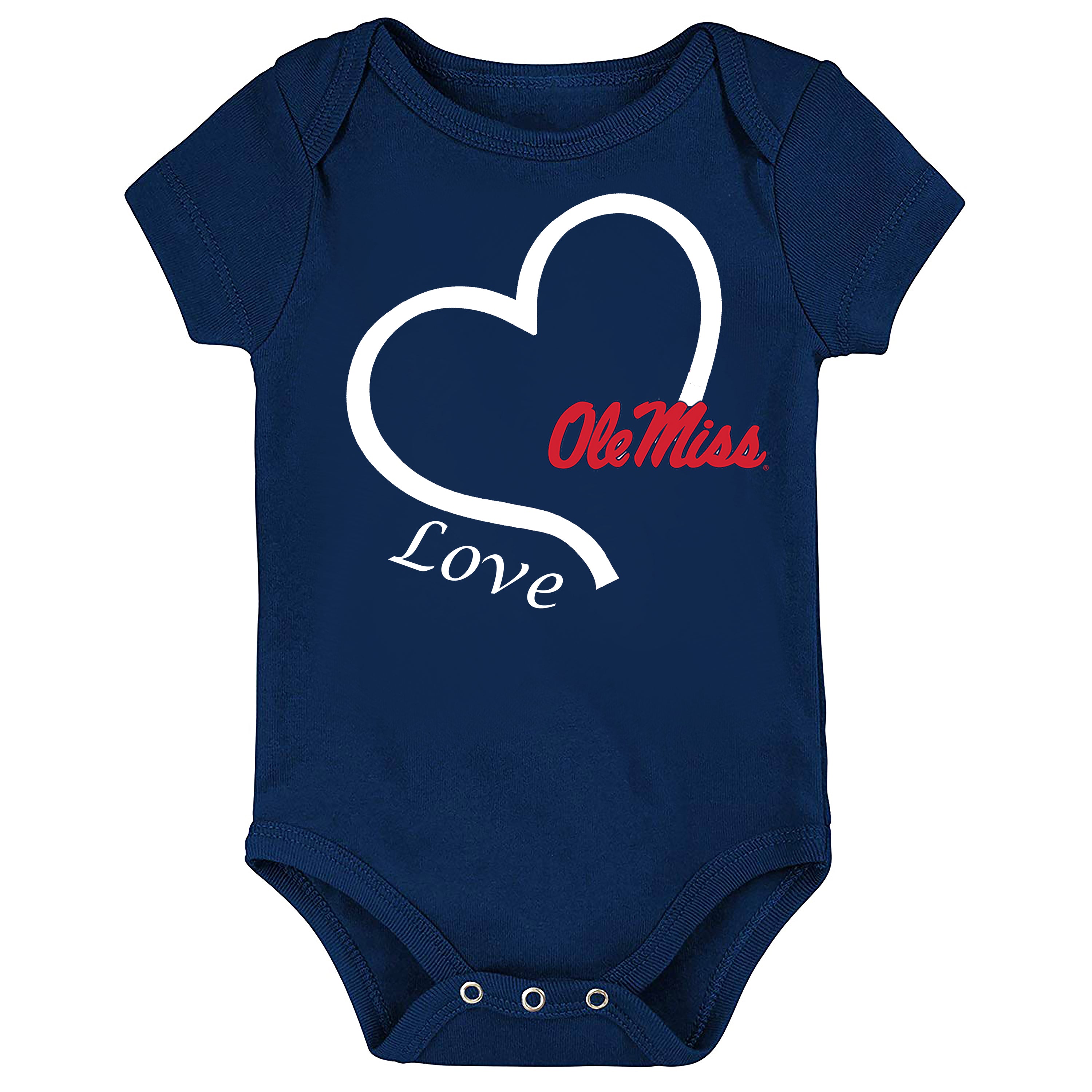 Mississippi Ole Miss Rebels Love Heart Baby Bodysuit