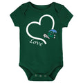 Tulane Green Wave Love Heart Baby Bodysuit