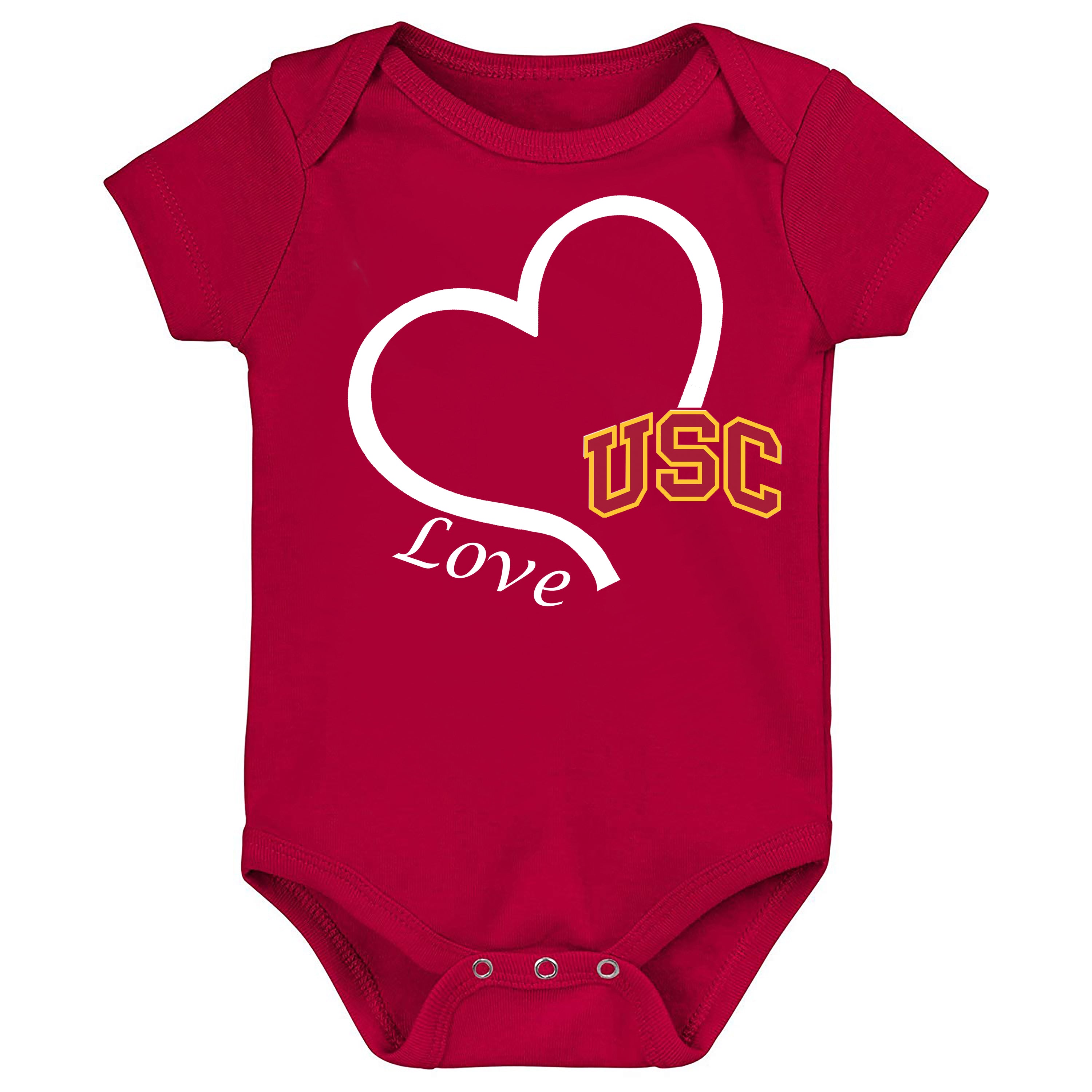 USC Trojans Love Heart Baby Bodysuit