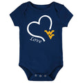 West Virginia Mountaineers Love Heart Baby Bodysuit