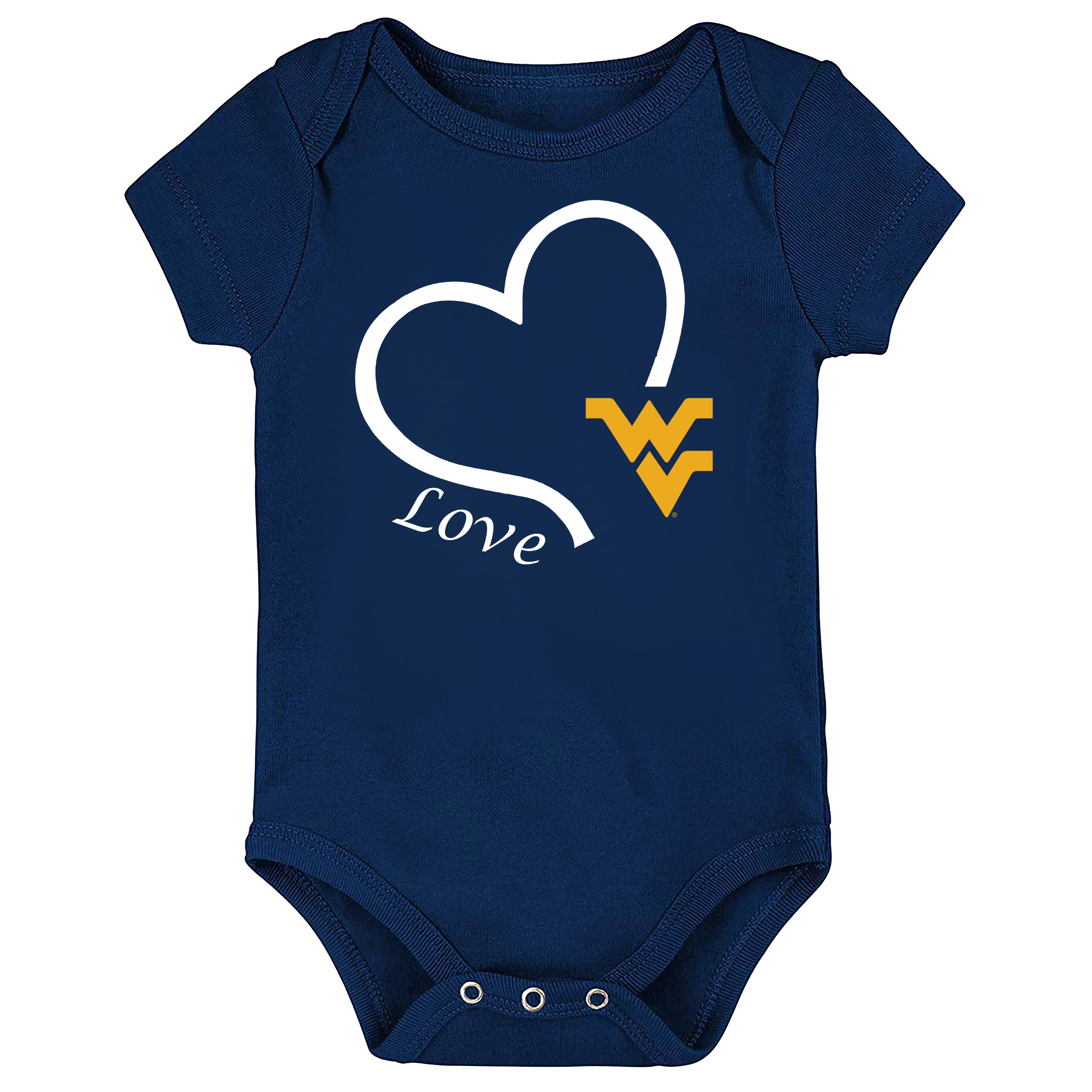 West Virginia Mountaineers Love Heart Baby Bodysuit