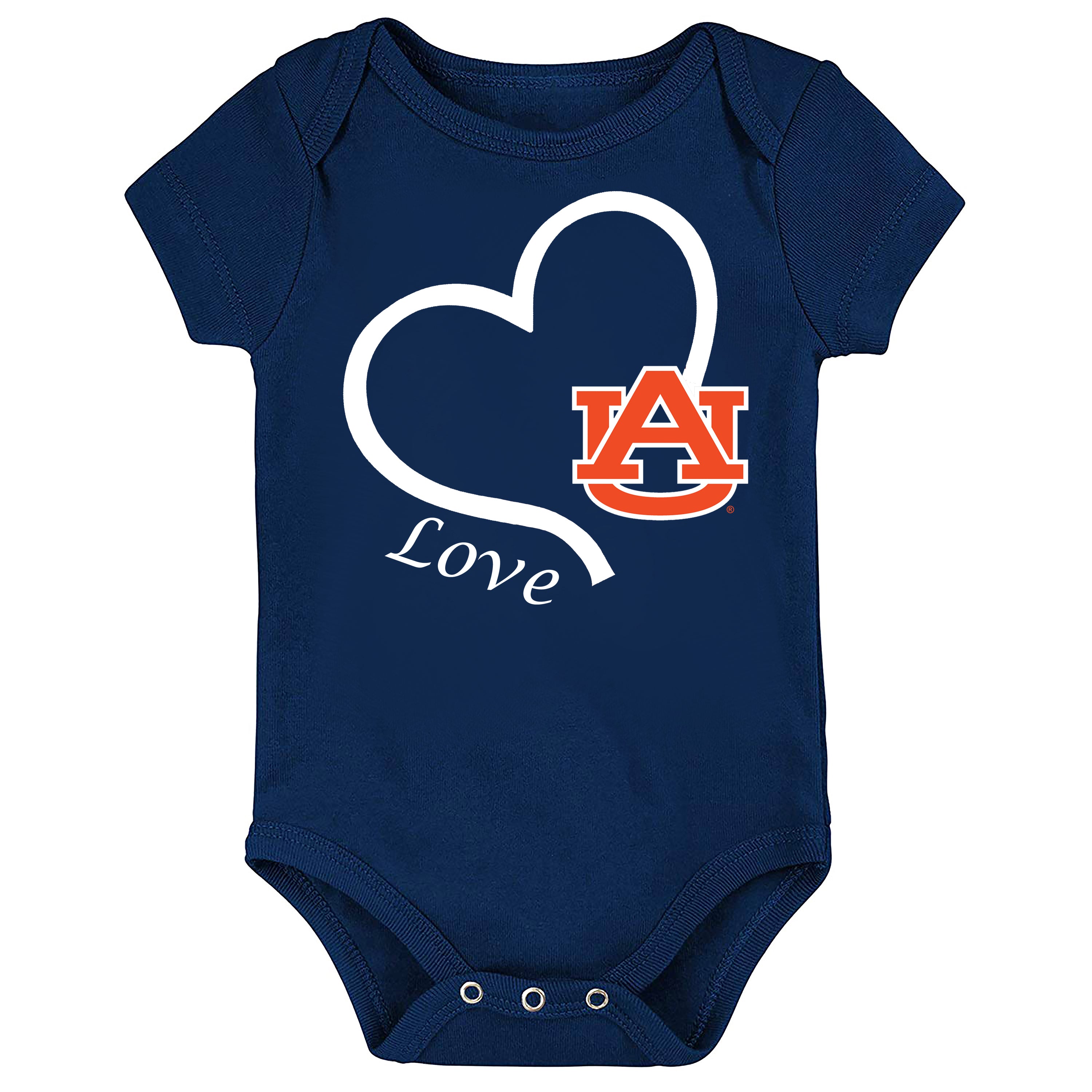 Auburn Tigers Love Heart Baby Bodysuit