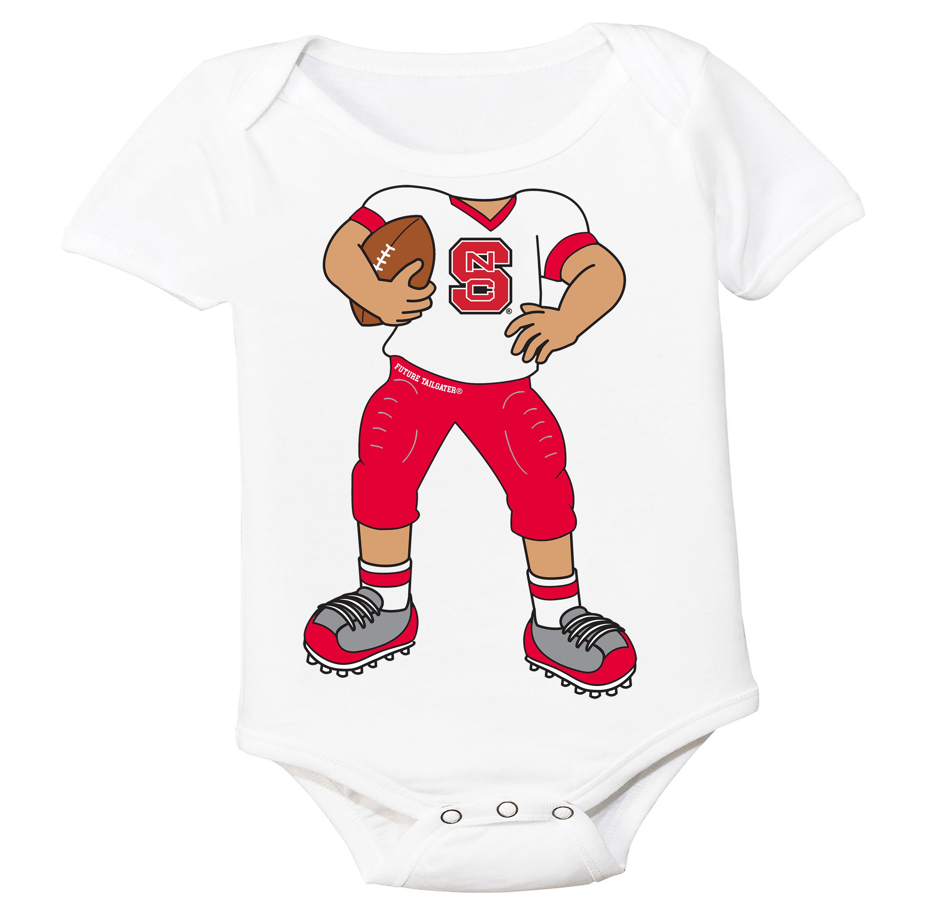 NC State Wolfpack Heads Up! Football Player Baby Bodysuit