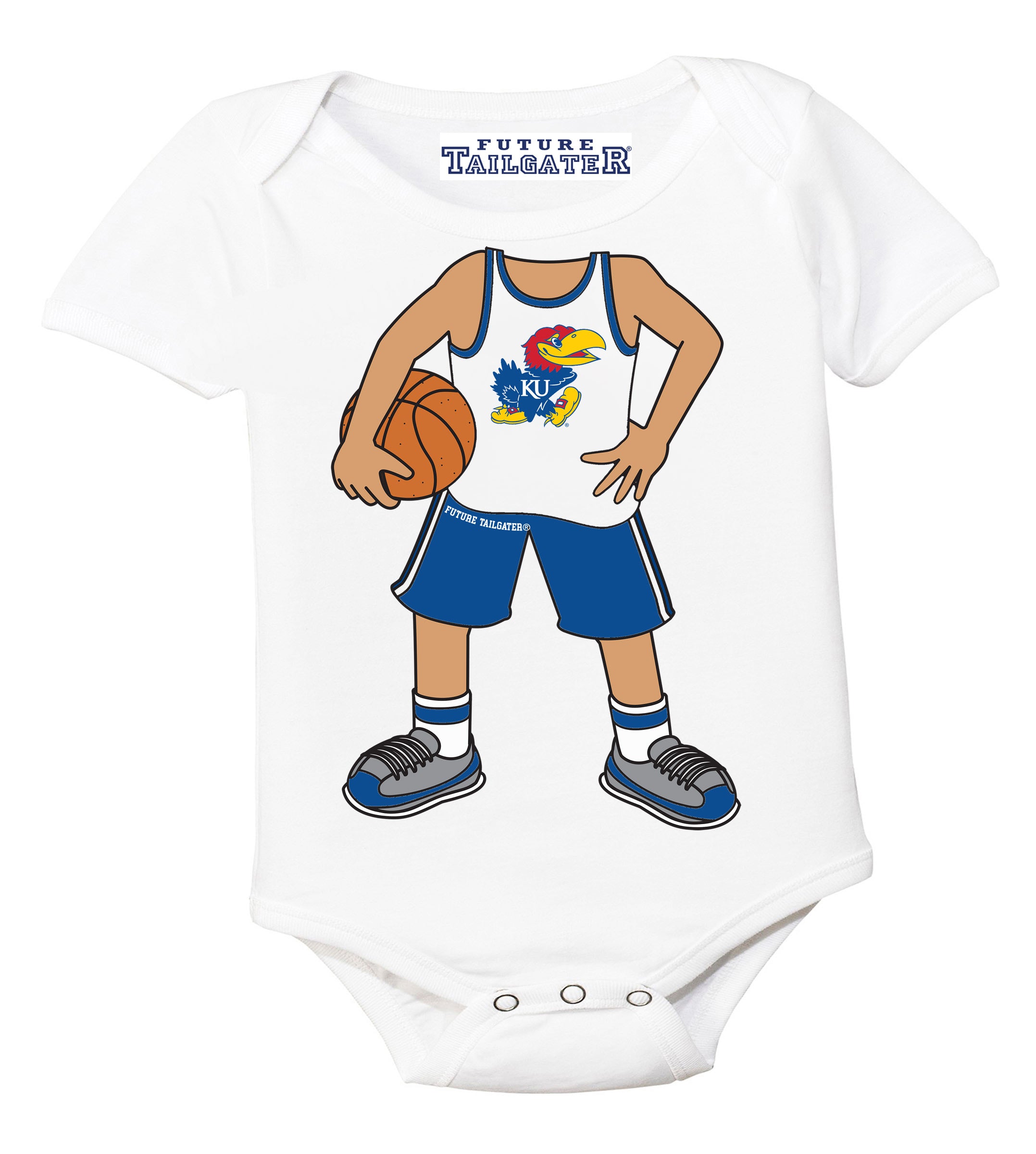 Kansas Jayhawks Heads Up! Basketball Player Baby Bodysuit