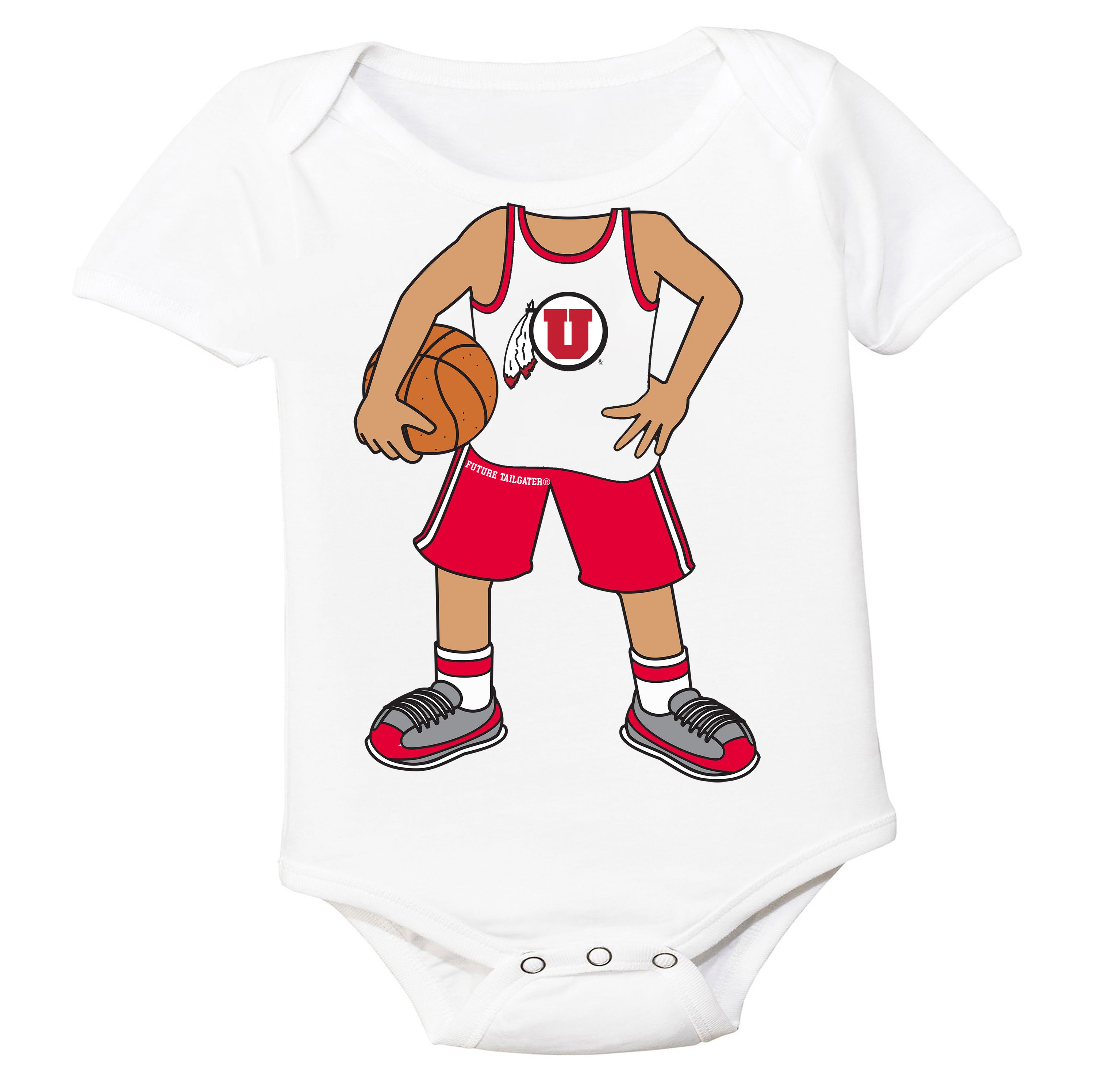Utah Utes Heads Up! Basketball Player Baby Bodysuit