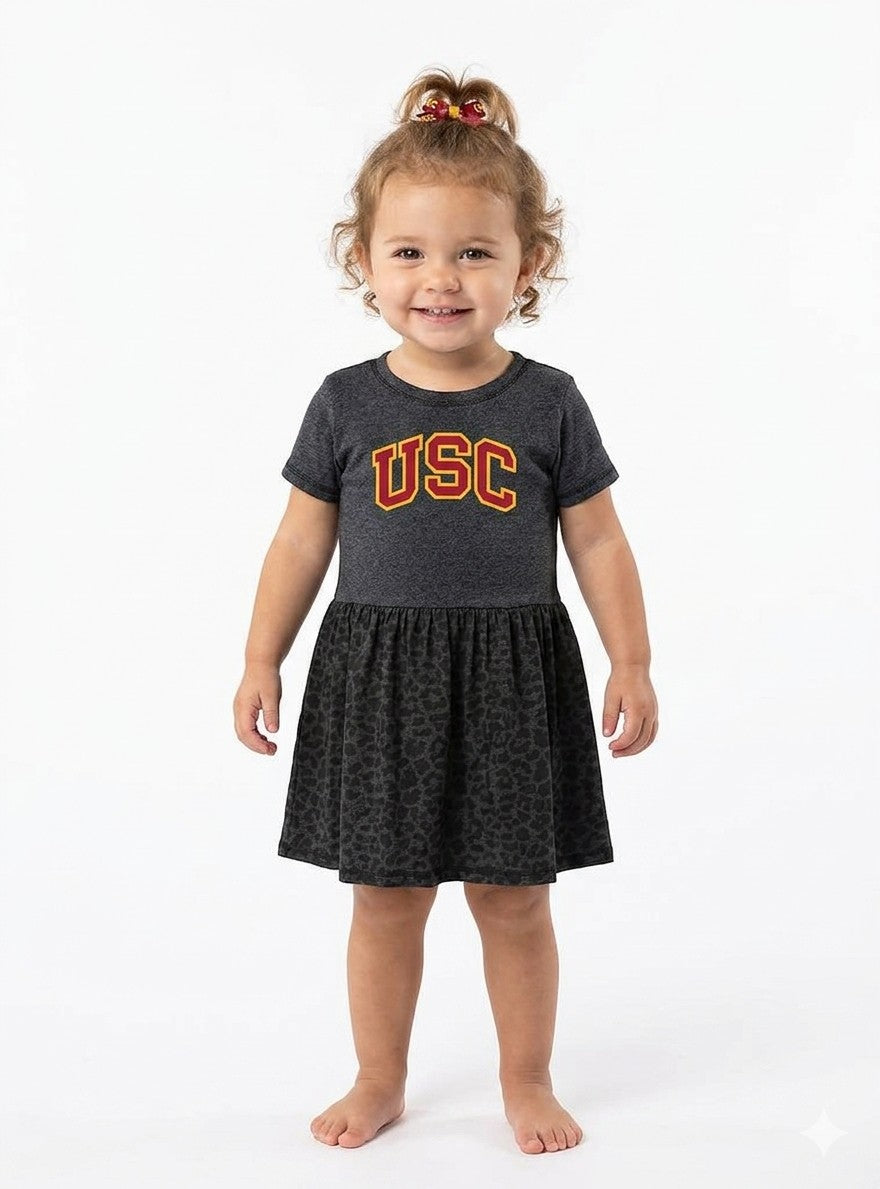 USC Trojans Toddler Dress - Smoke/Black Leopard