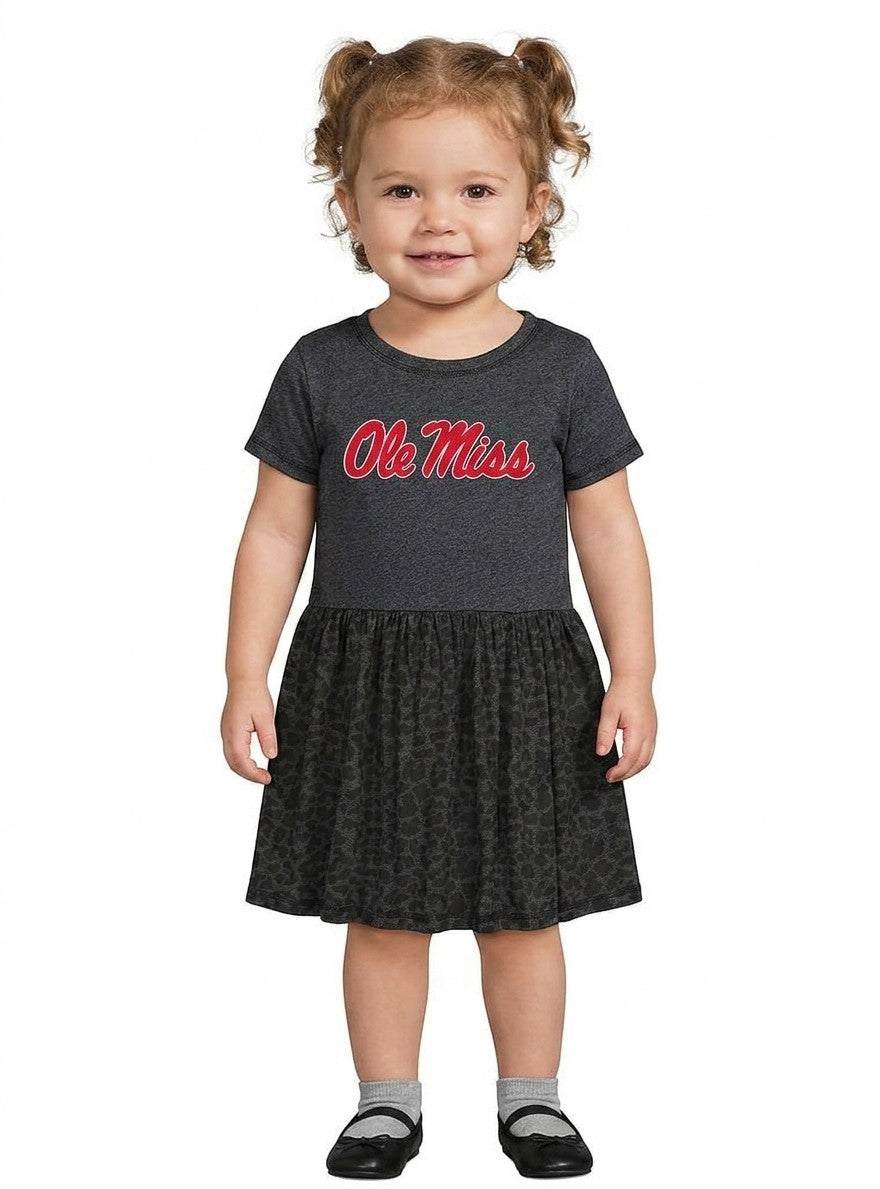 Mississippi Ole Miss Rebels Toddler Dress - Smoke/Black Leopard