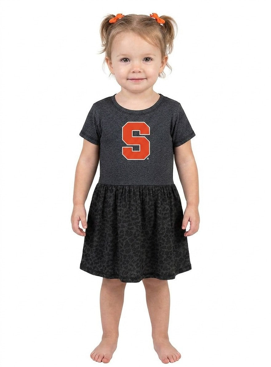 Syracuse Orange Toddler Dress - Smoke/Black Leopard