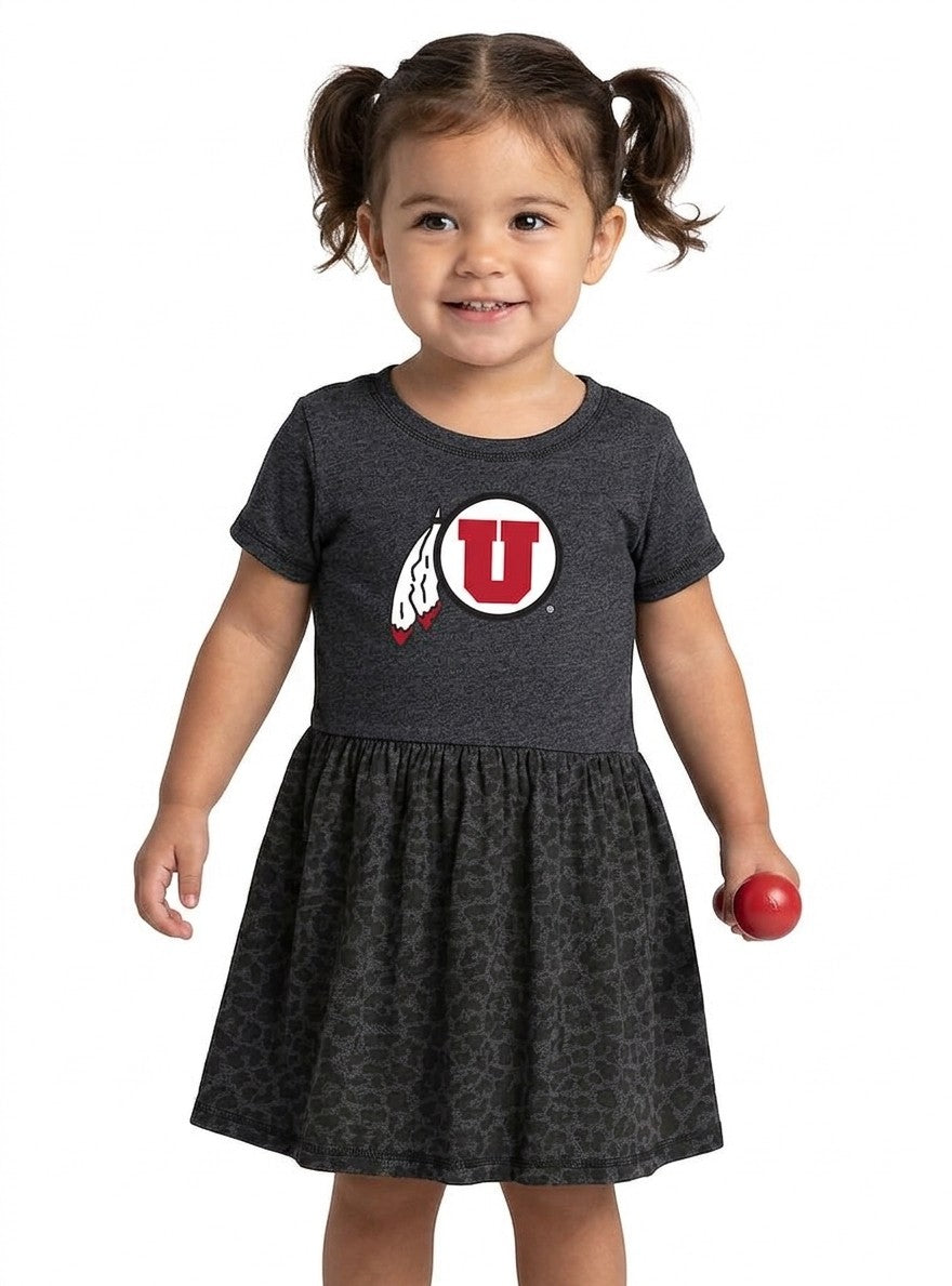 Utah Utes Toddler Dress - Smoke/Black Leopard