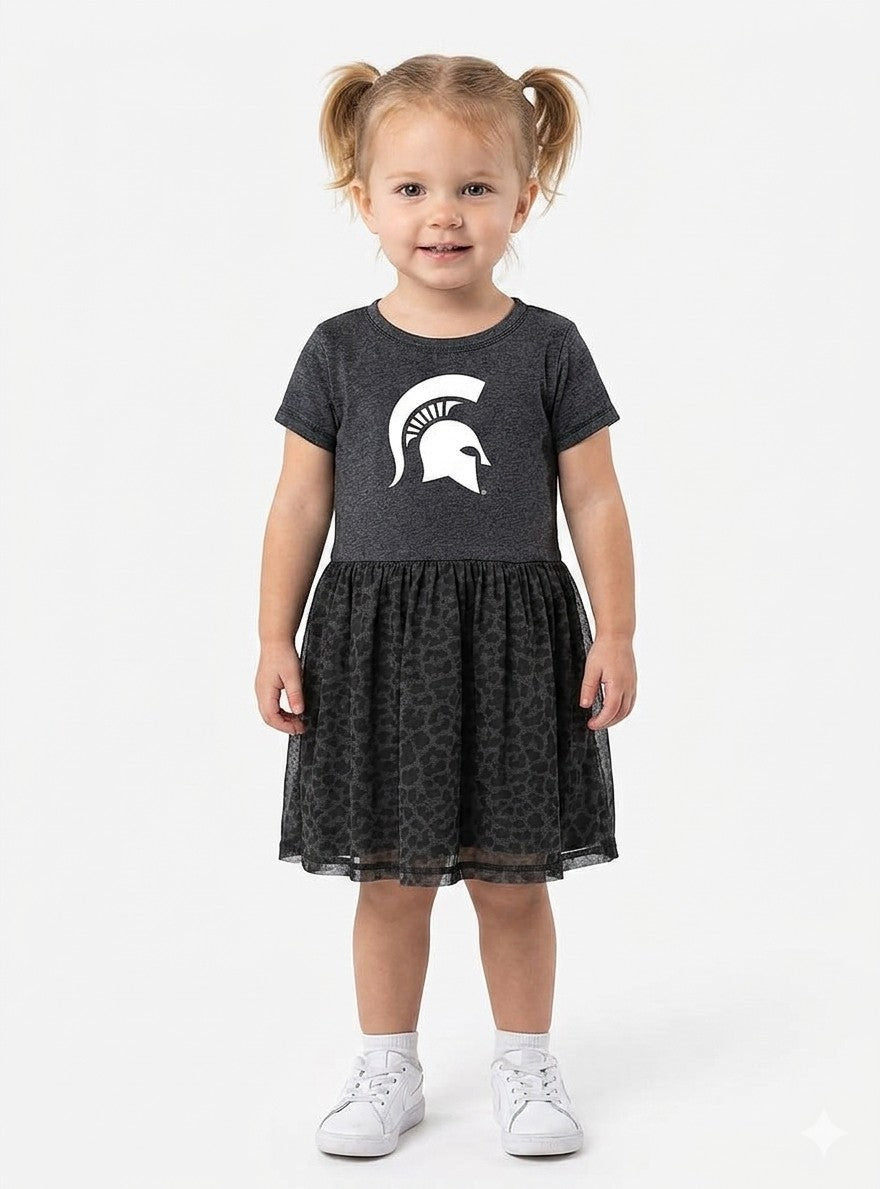 Michigan State Spartans Toddler Dress - Smoke/Black Leopard